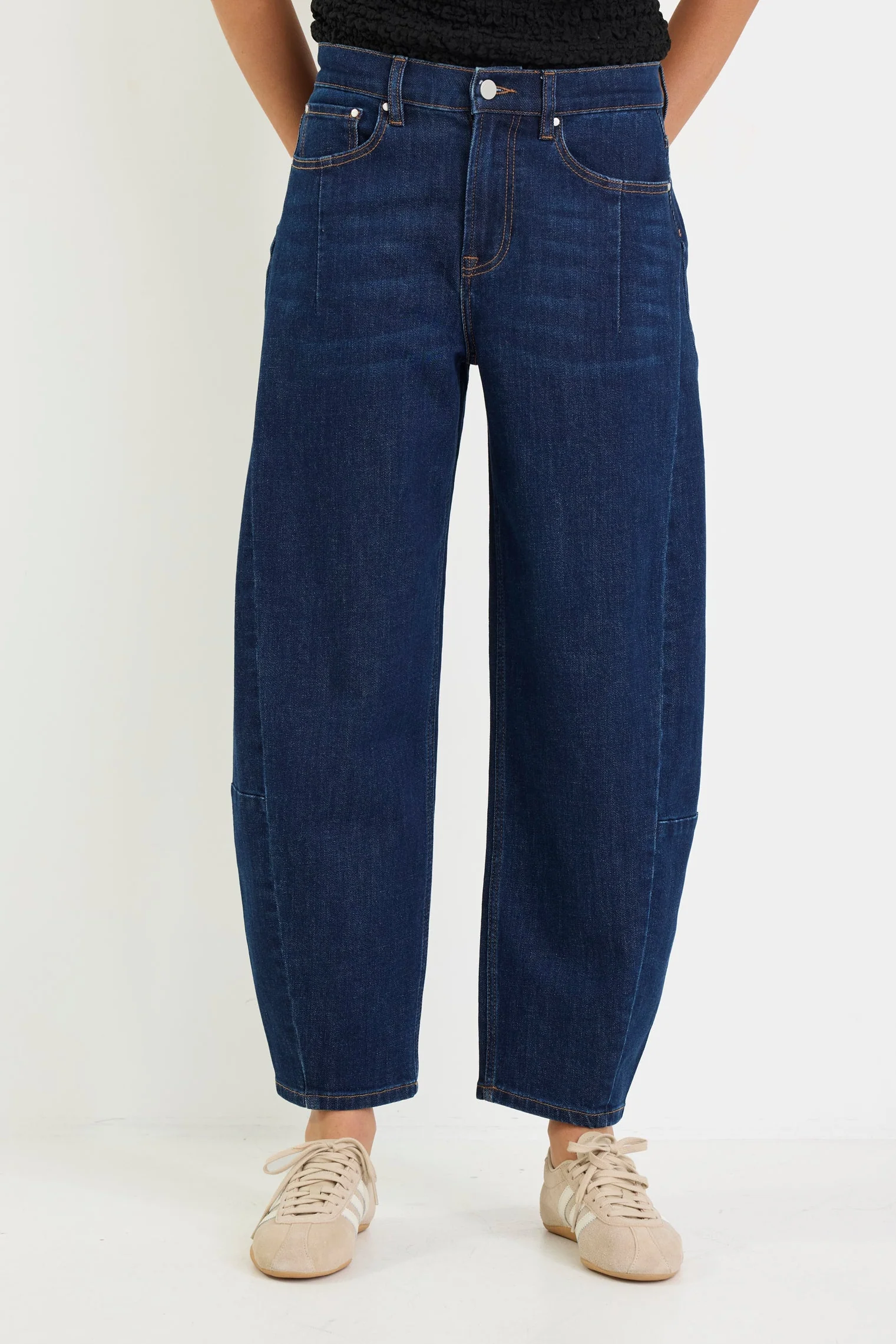 Graduate Dark Blue Stretch Barrel Jeans - Image 2