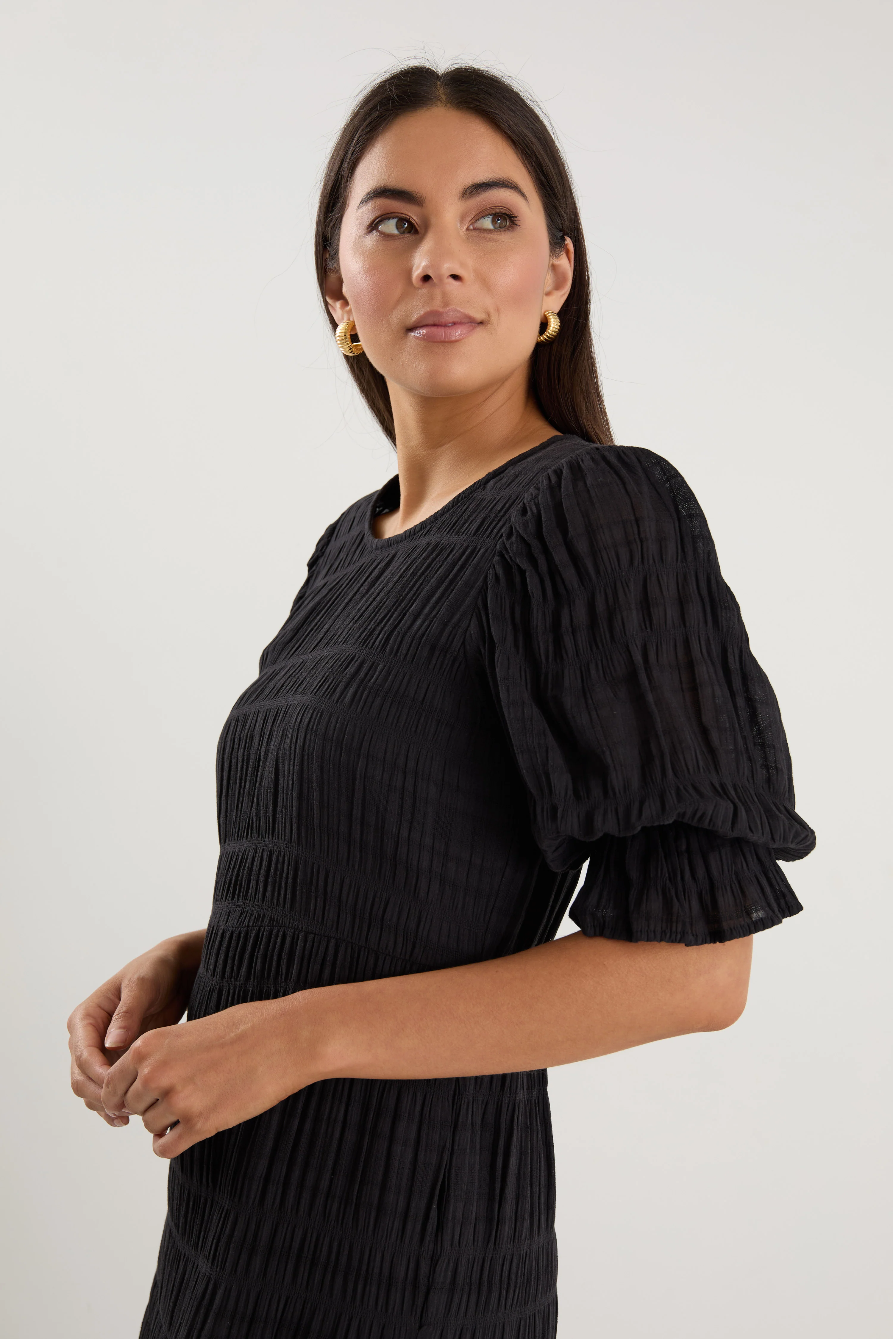 Gratitude Black Bubble SS Tiered Maxi Dress - Image 3