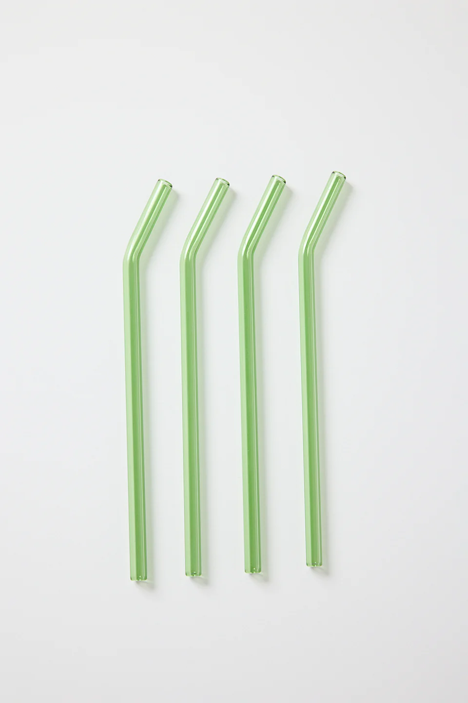 Green Straight Reuseable Pk 4 Glass Drinking Straws - Image 2