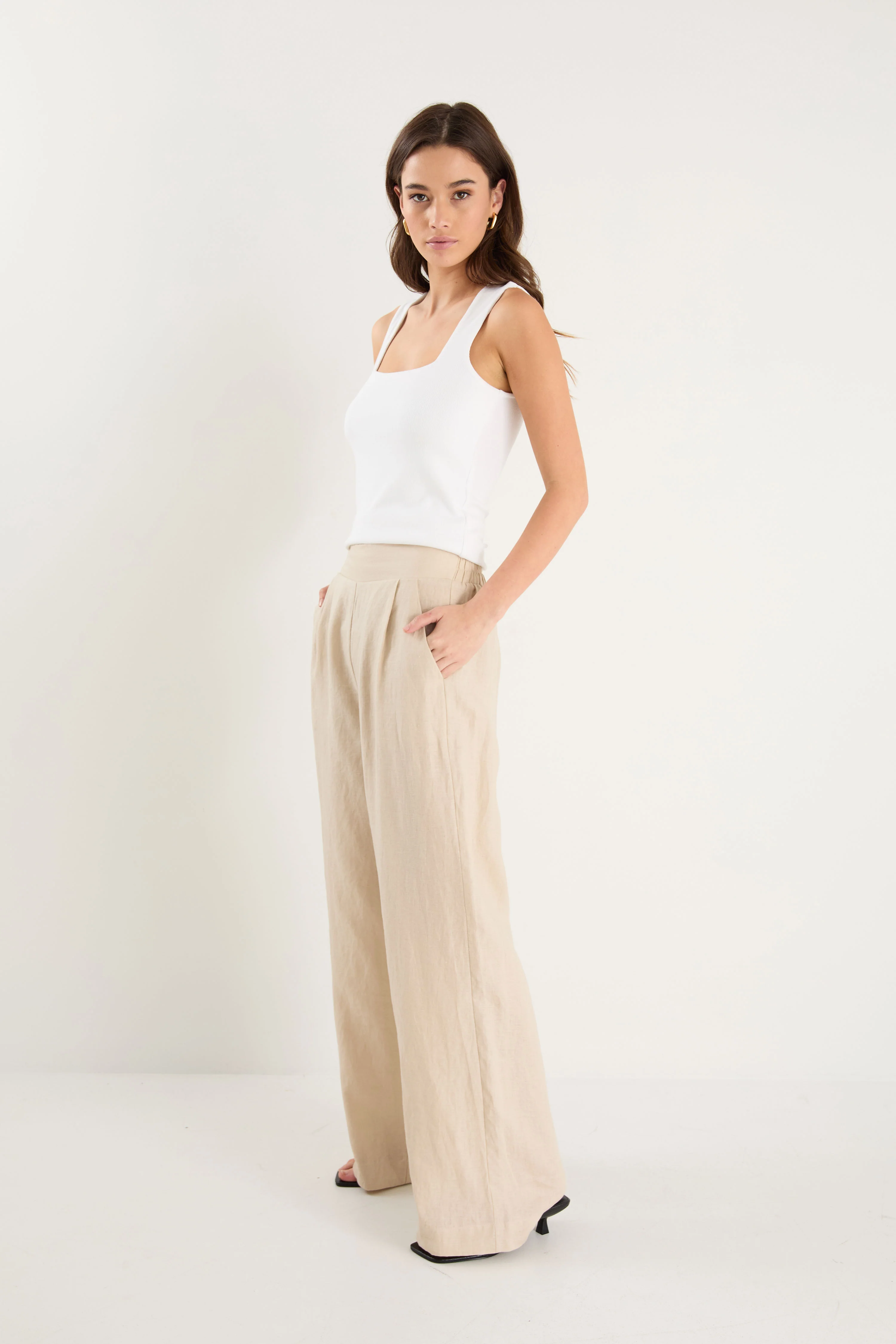 Guardian Stone Linen Pull On Wide Leg Pants - Image 3