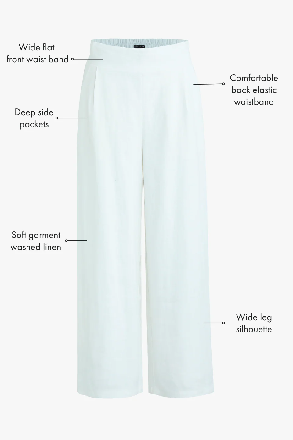 Guardian White Linen Viscose Pleat Front Wide Leg Pant - Image 5