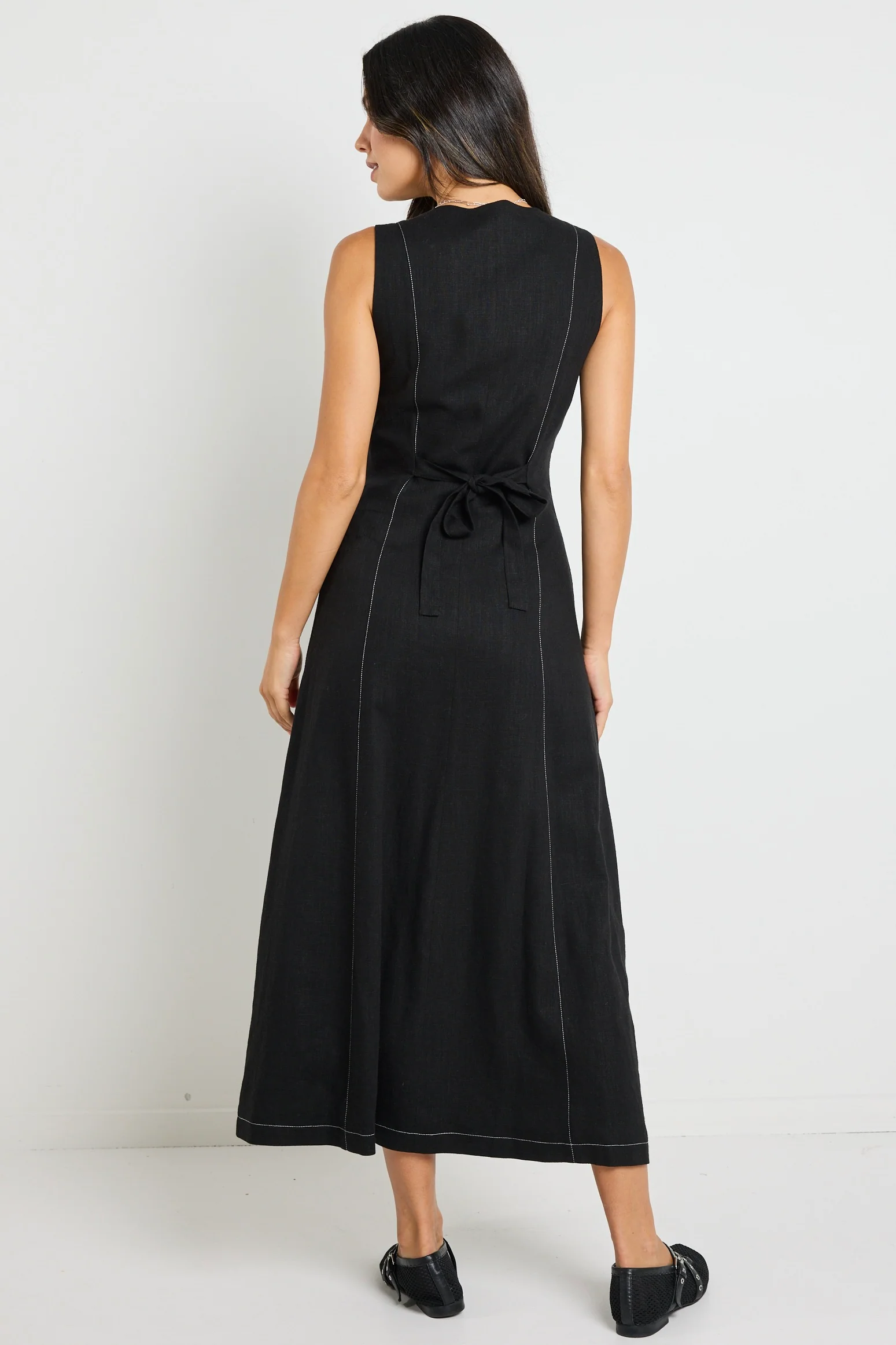 Guide Black Contrast Stitch Maxi Vest Dress - Image 8