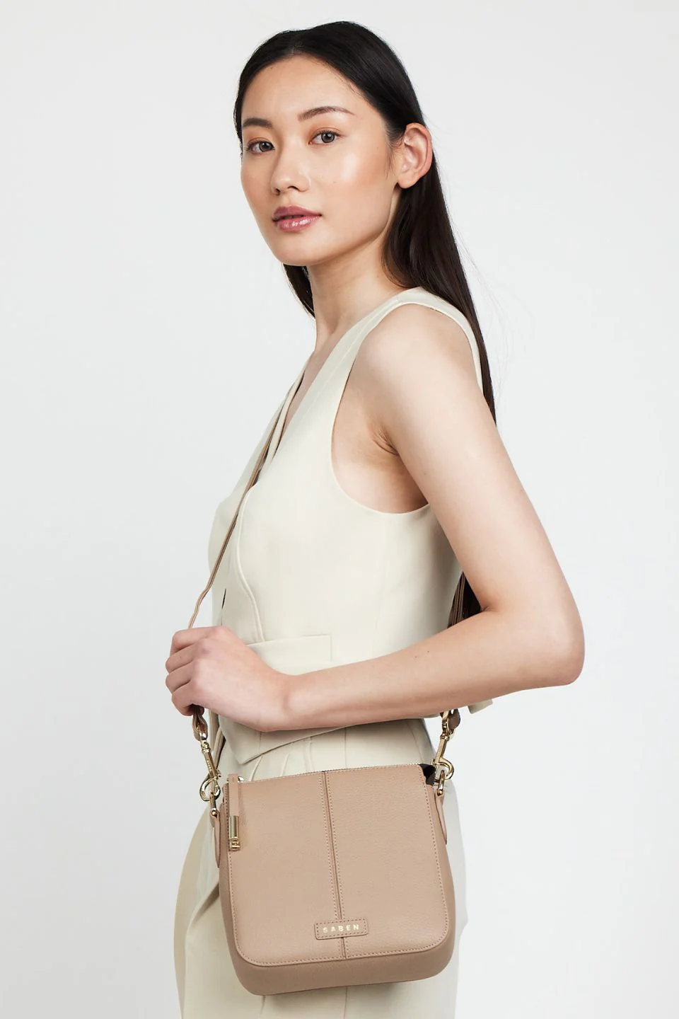 Harrie Taupe Crossbody Bag - Image 5
