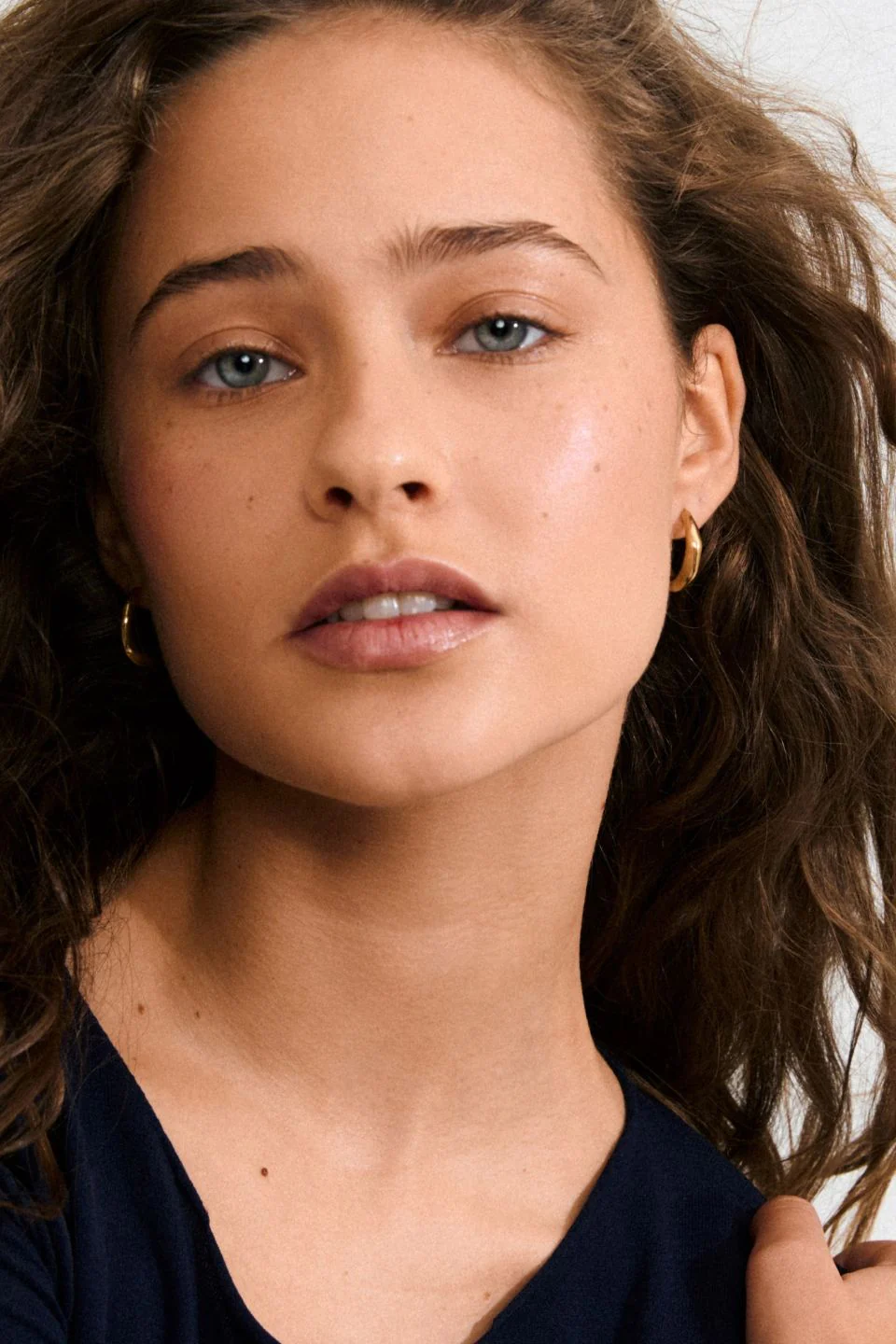 Harrison Plain Gold Recycled Hoop Earrings - Image 2