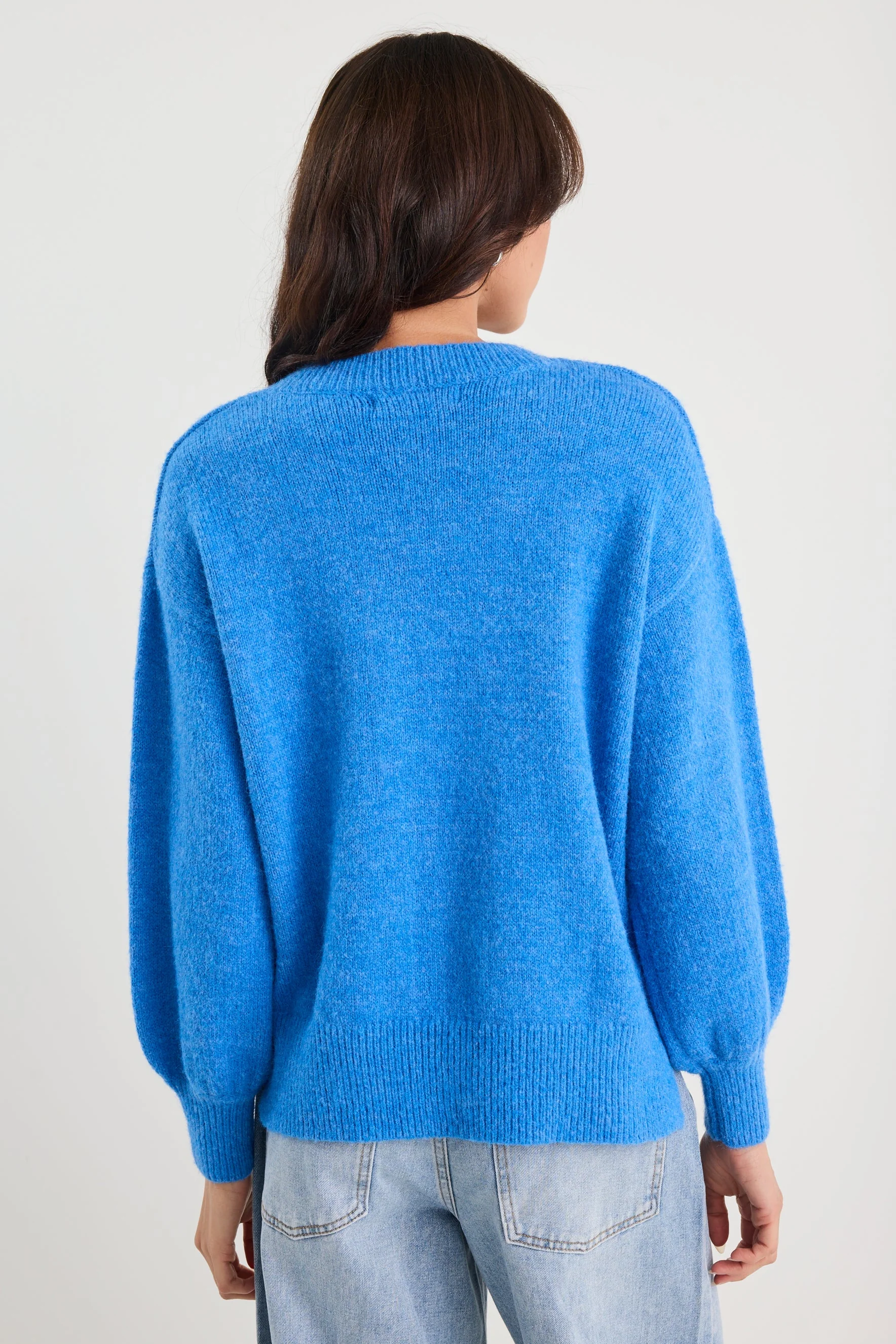 Harvest Azure Blue V Neck Knit Jumper - Image 7