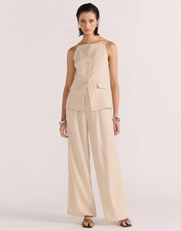 Hayden Beige Longline Vest Top - Image 3