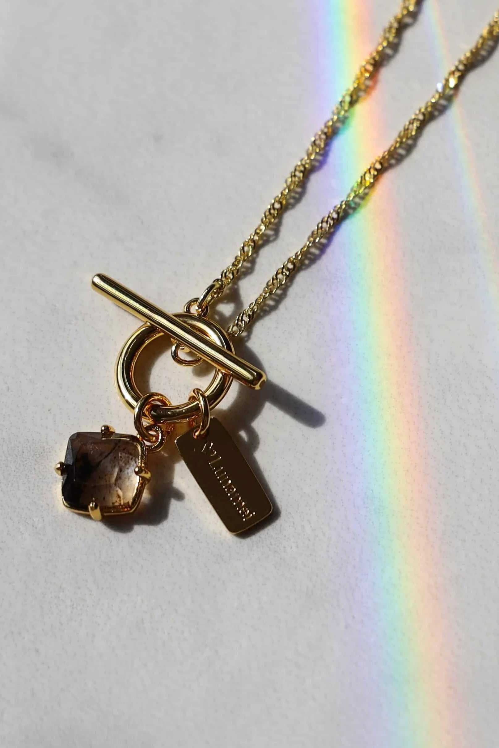 Healing 18k Gold Plate with EOL Herkimer Quartz Fob Bracelet - Image 2