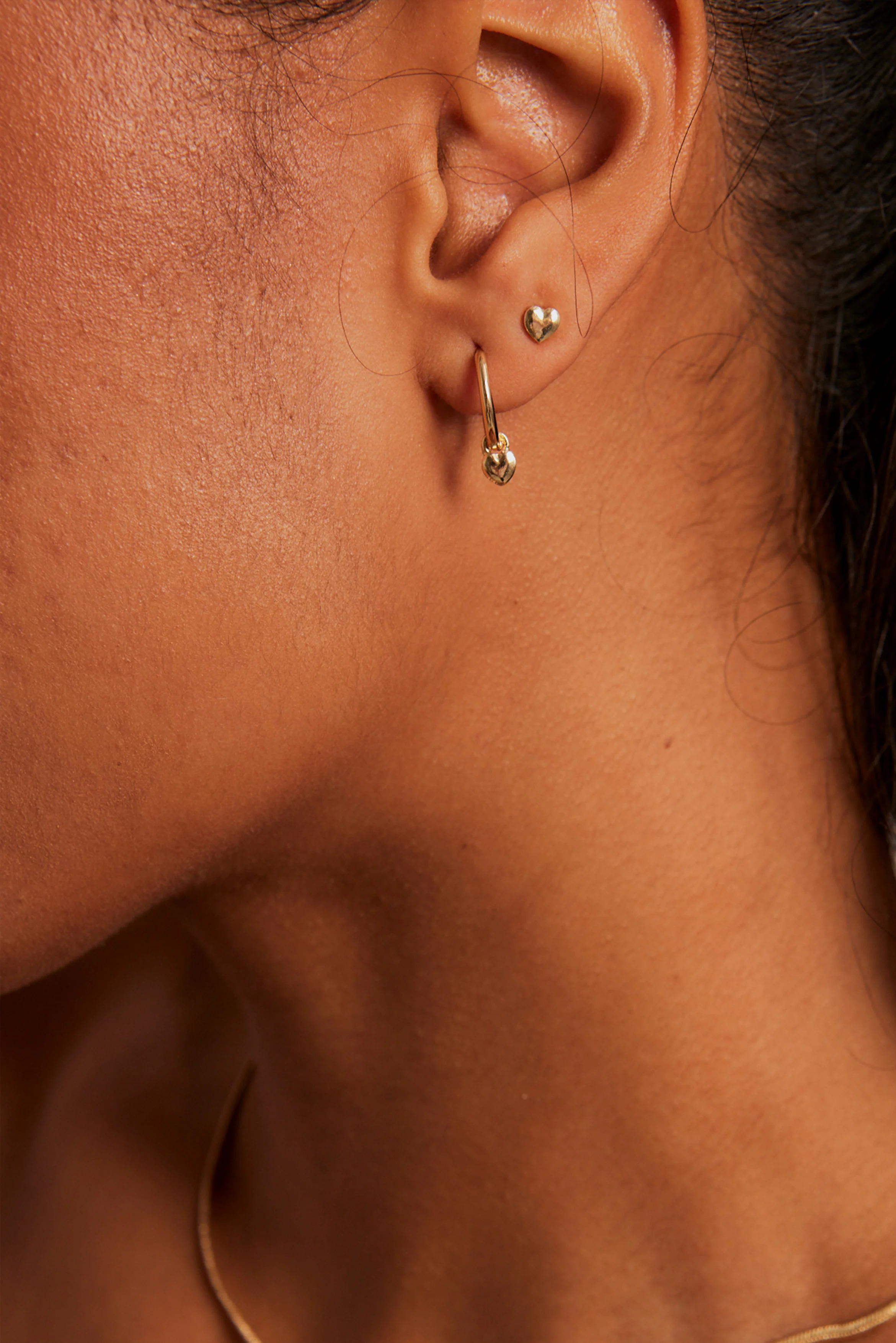 Heart Sleeper EOL Stud Set Gold Earrings - Image 2