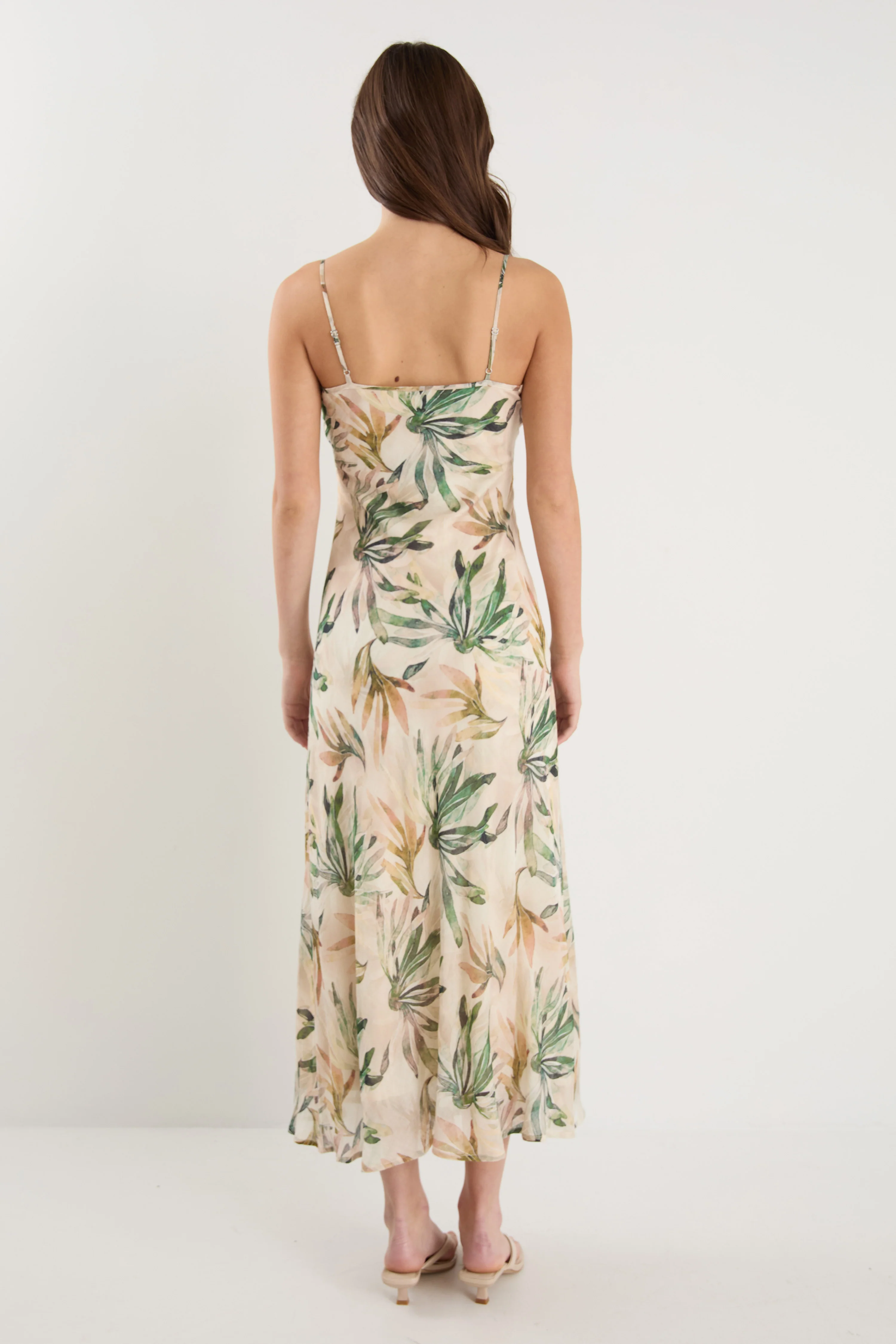 Hologram Palm Breeze Print Bias Slip Midi Dress - Image 4
