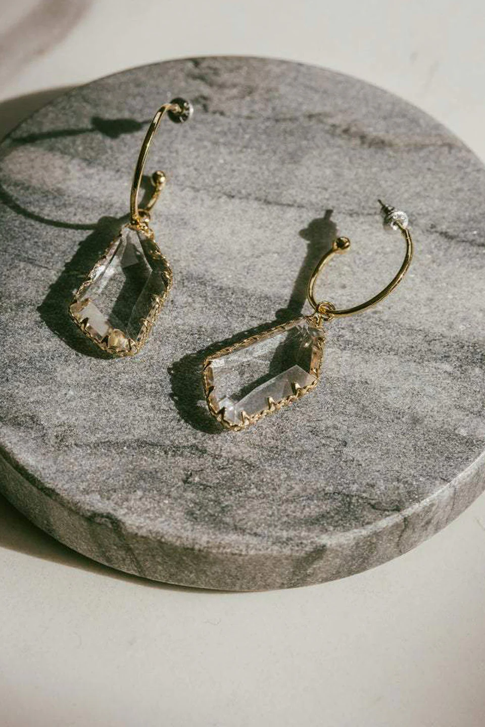 Hoop and Crystal EOL Earrings Gold - Image 2