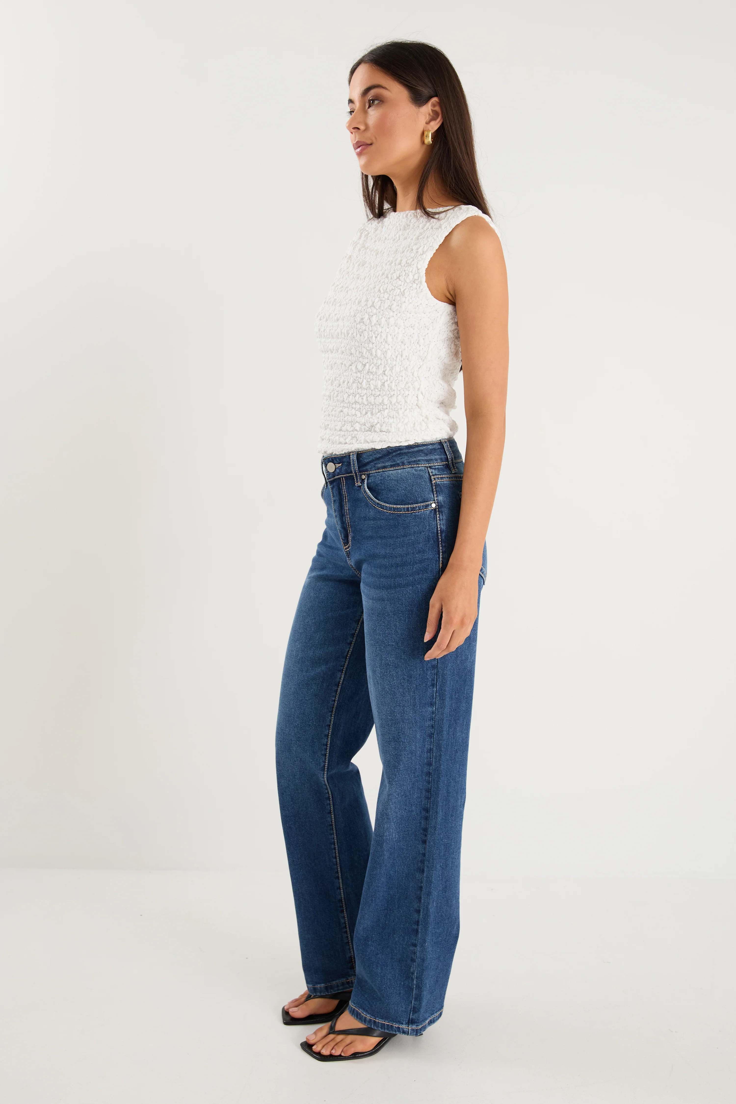Hudson Mid Blue Mid Rise Heavy Stitch Straight Jean - Image 2