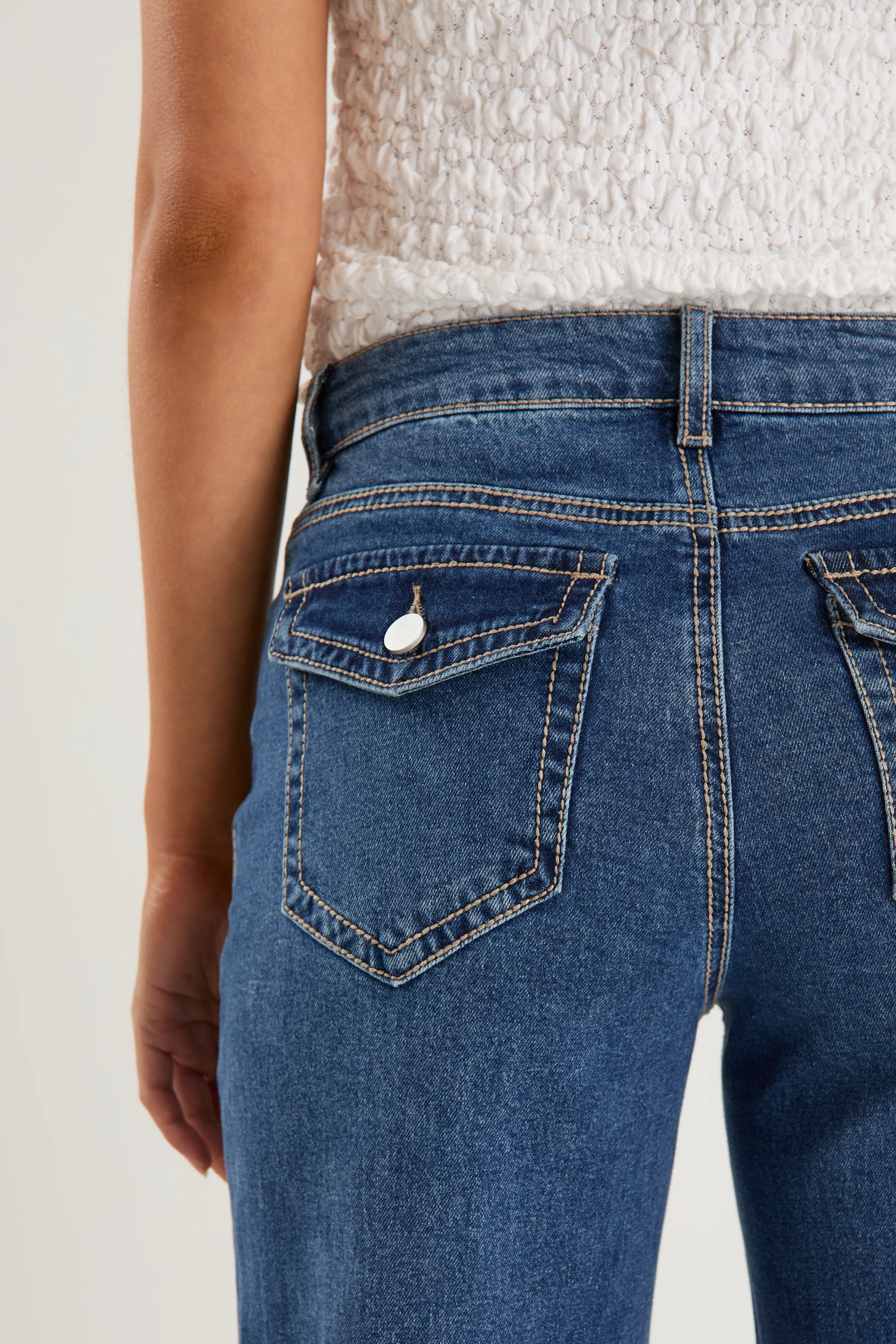 Hudson Mid Blue Mid Rise Heavy Stitch Straight Jean - Image 5