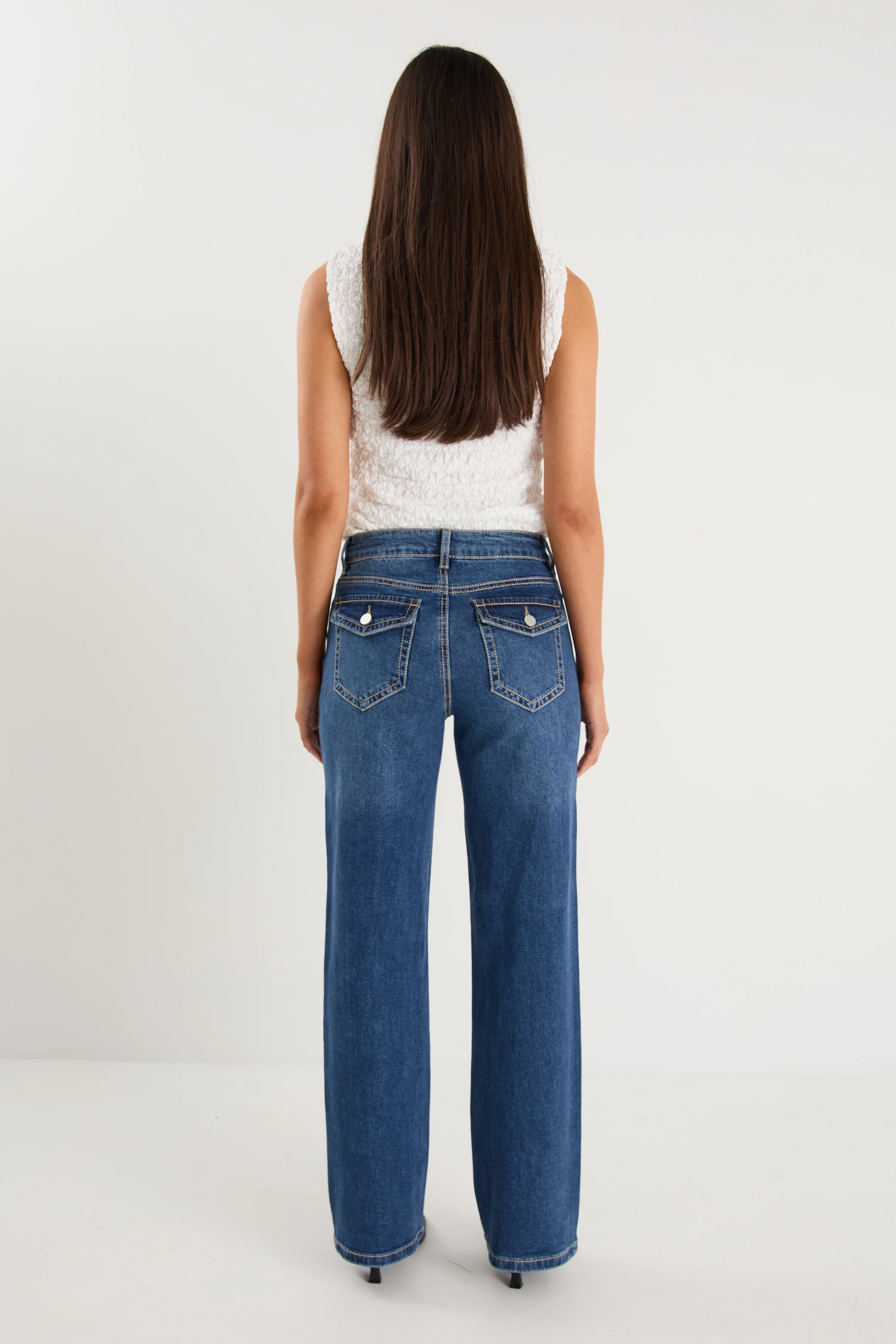 Hudson Mid Blue Mid Rise Heavy Stitch Straight Jean - Image 6