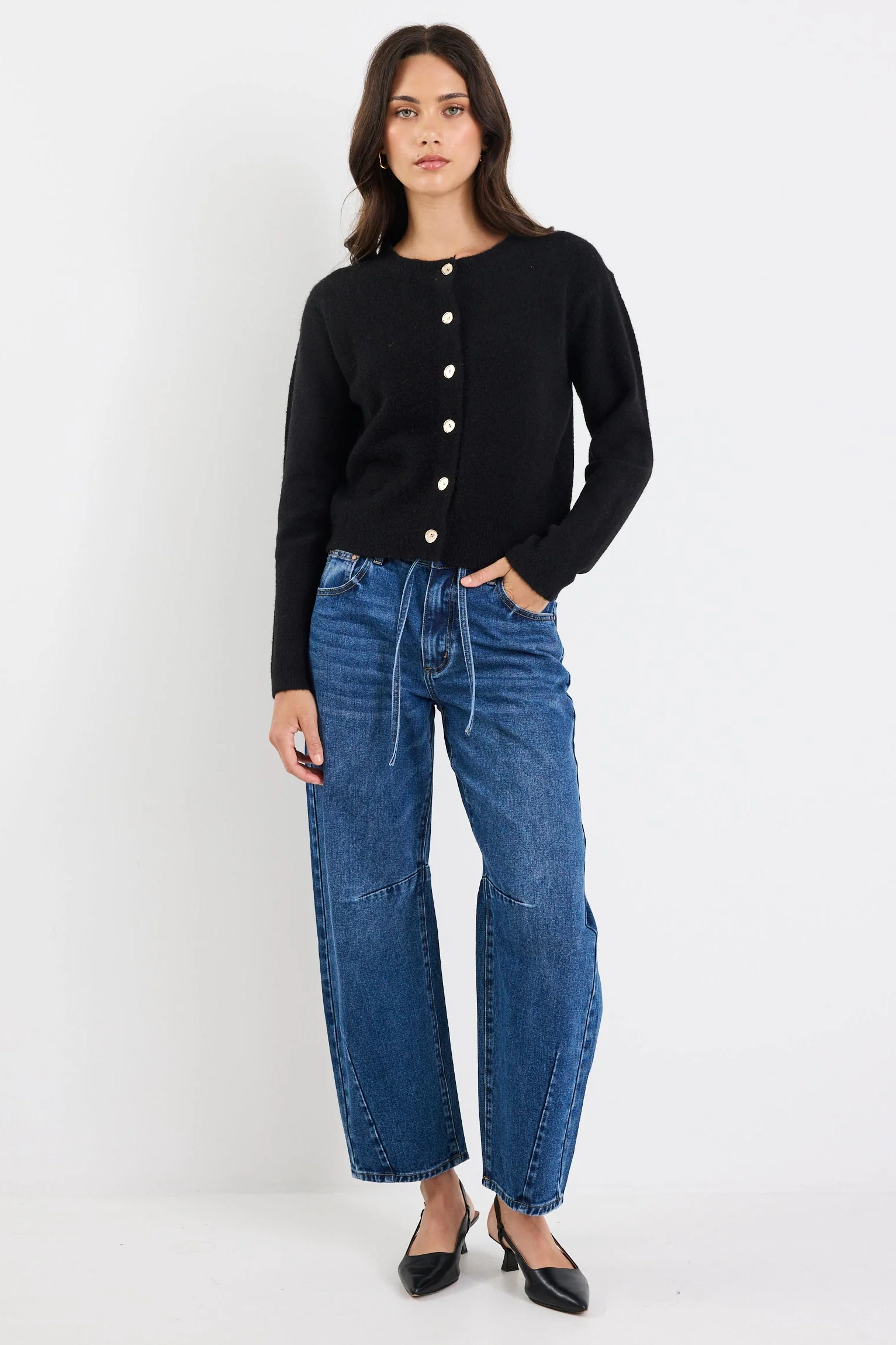 Imprint Black Soft Knit Crewneck Cardigan - Image 2