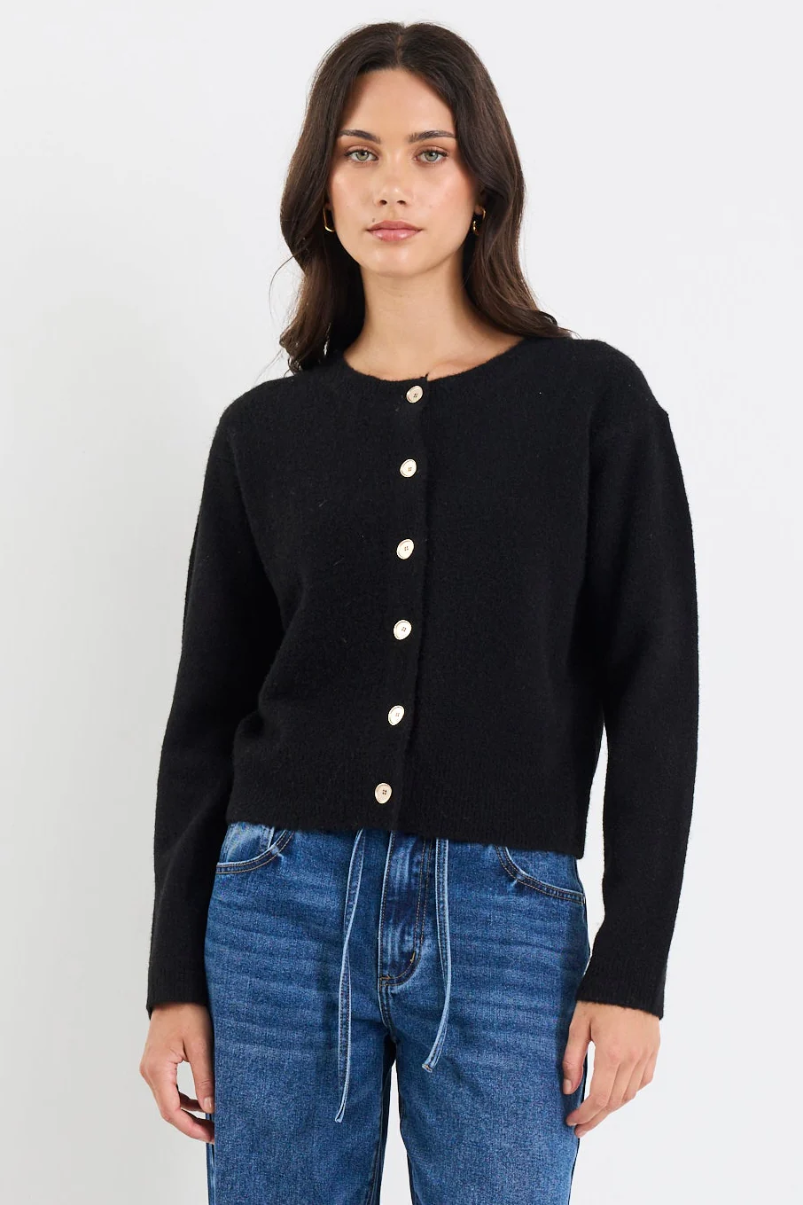 Imprint Black Soft Knit Crewneck Cardigan - Image 3