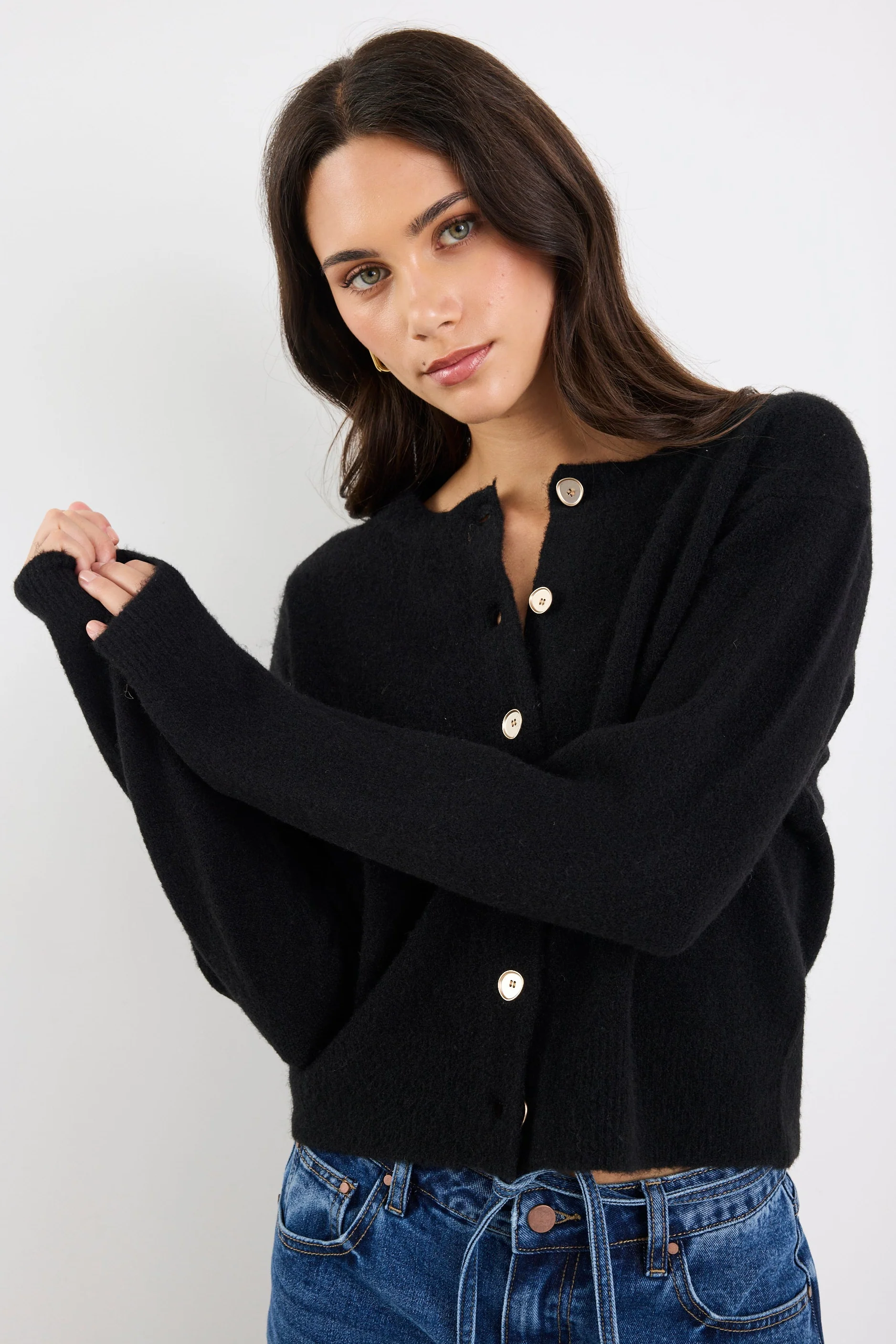 Imprint Black Soft Knit Crewneck Cardigan - Image 4