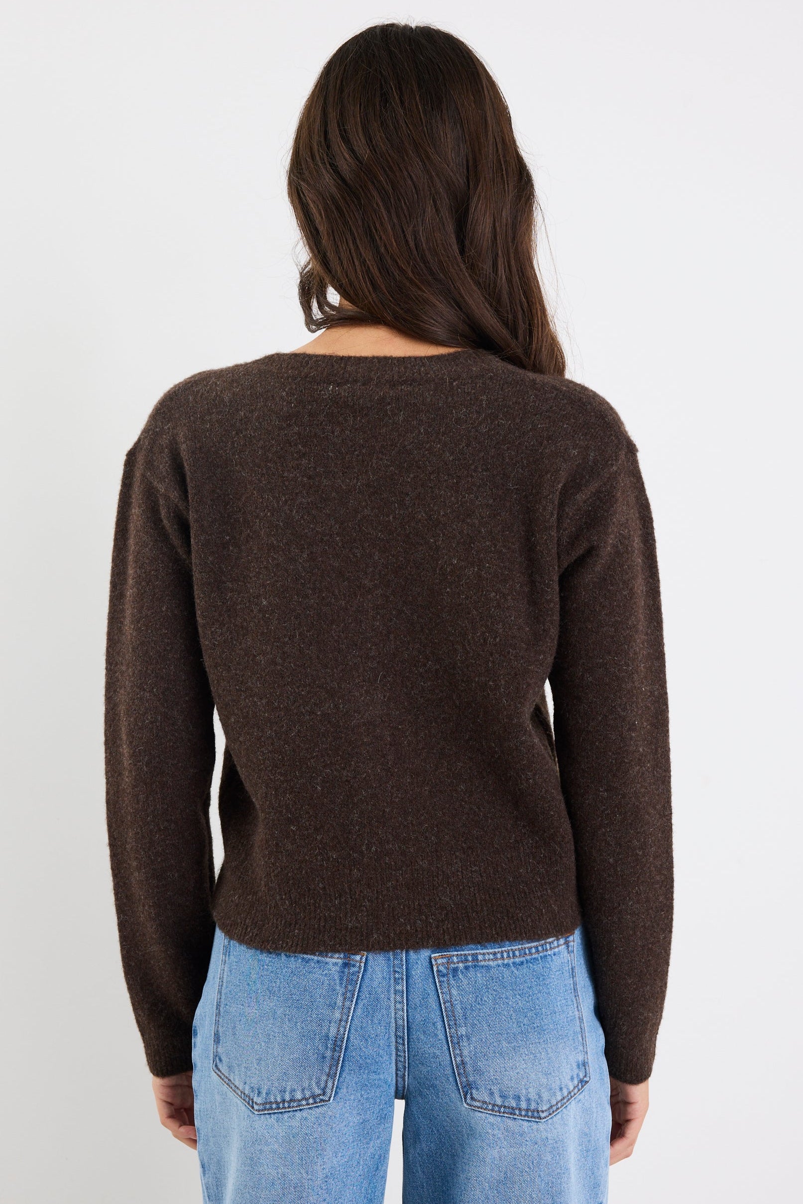 Imprint Chocolate Soft Knit Crewneck Cardigan - Image 5