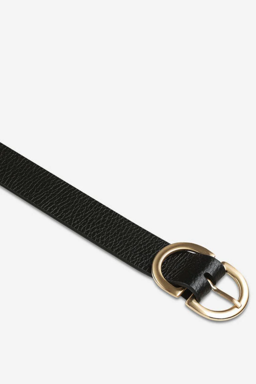 In Reverse Gold Double Buckle Black Leather Belt - Image 3