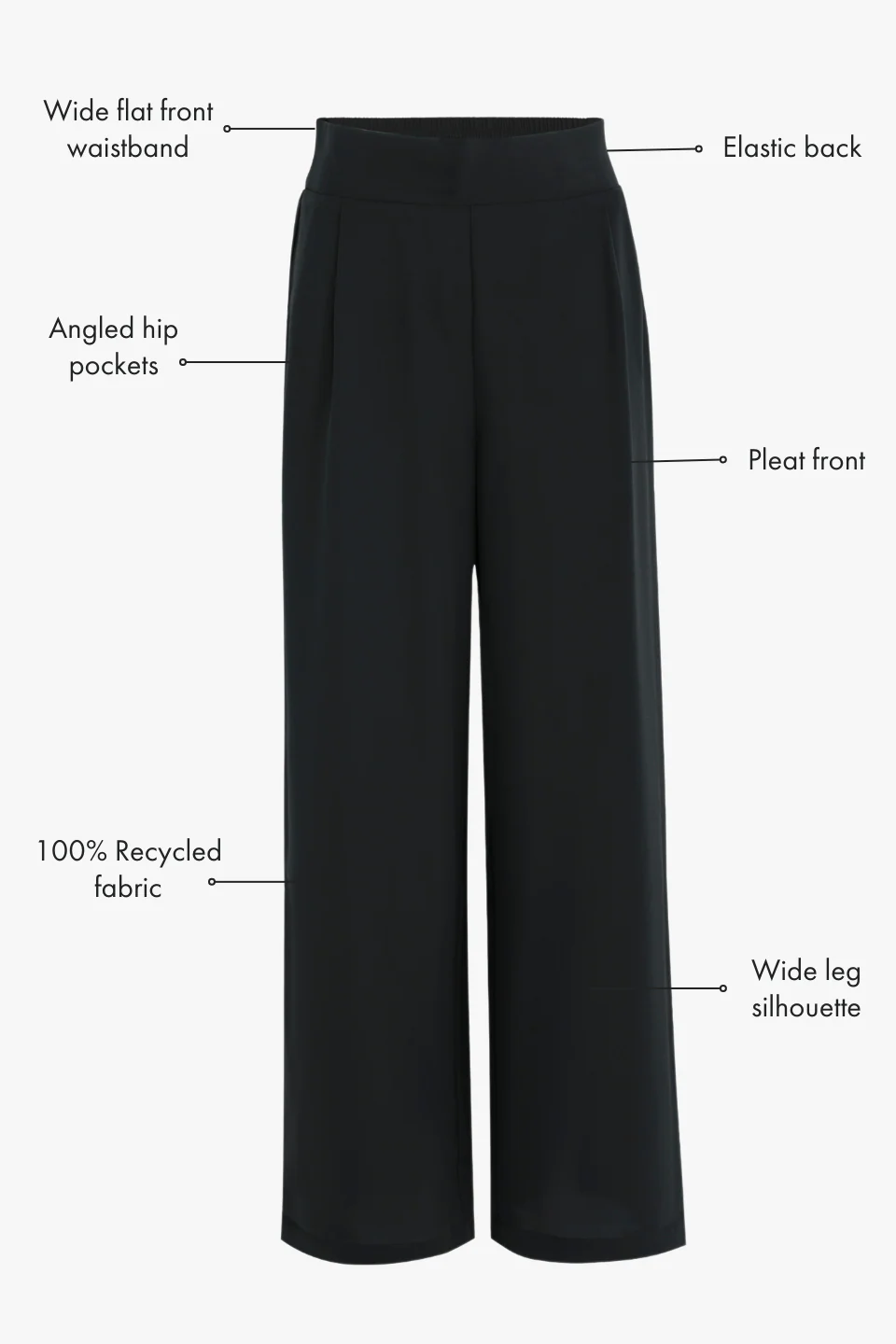 Instinctive Black Recycled Stretch Back Wide Leg Pant - Image 4