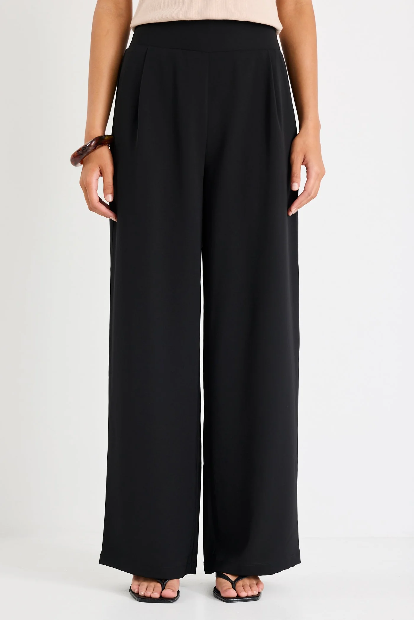 Instinctive Black Recycled Stretch Back Wide Leg Pant - Image 5