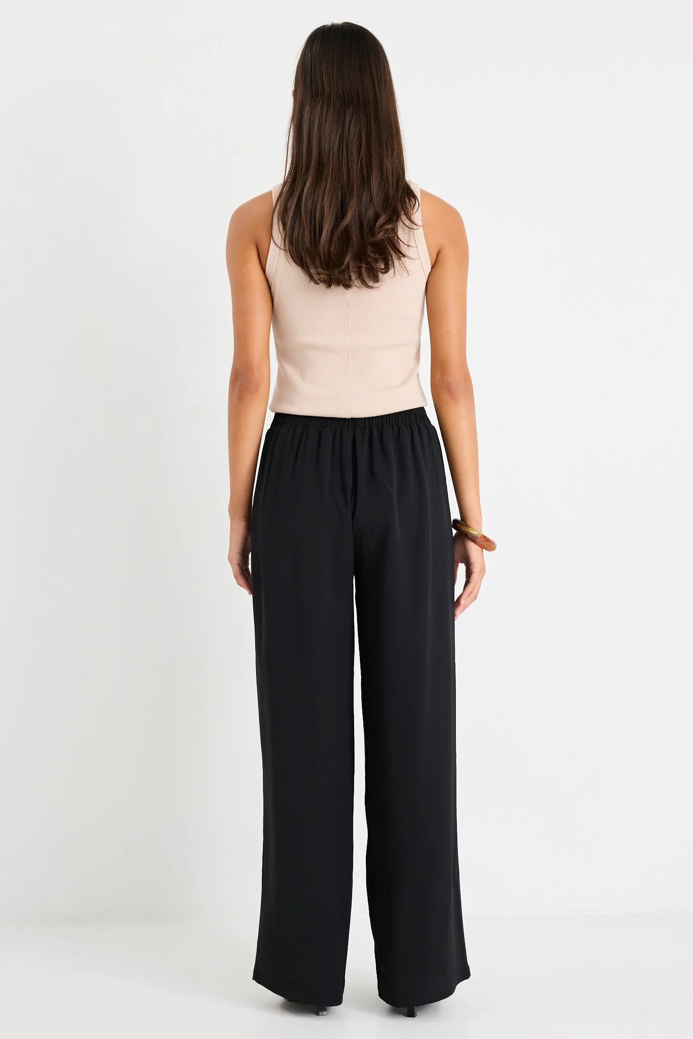 Instinctive Black Recycled Stretch Back Wide Leg Pant - Image 7