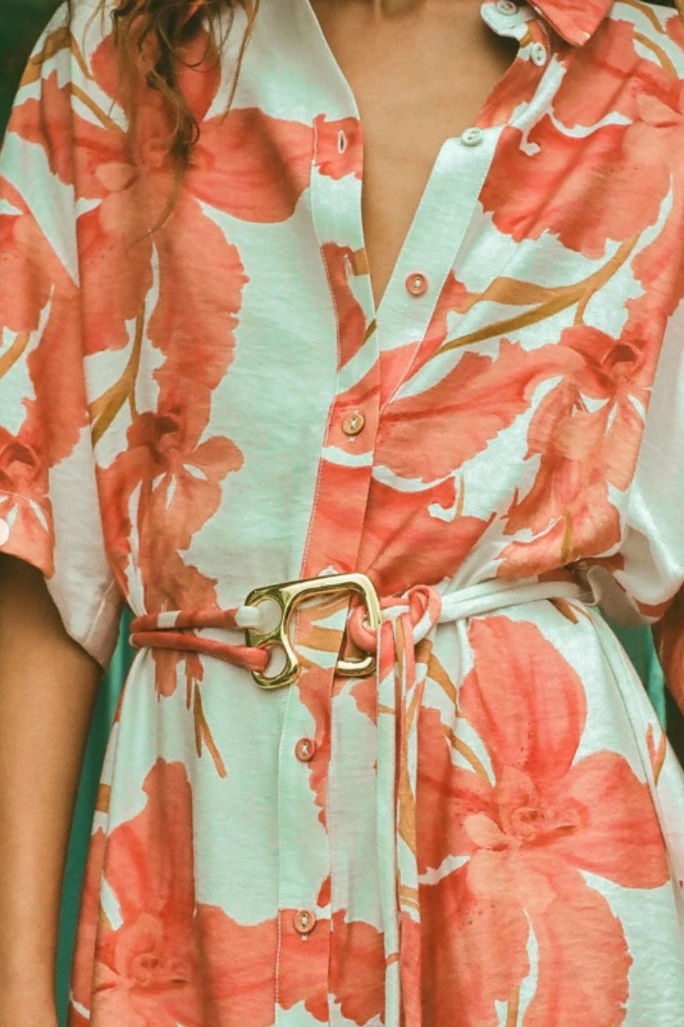 Isla Peach Floral SS Mini Shirt Dress - Image 4