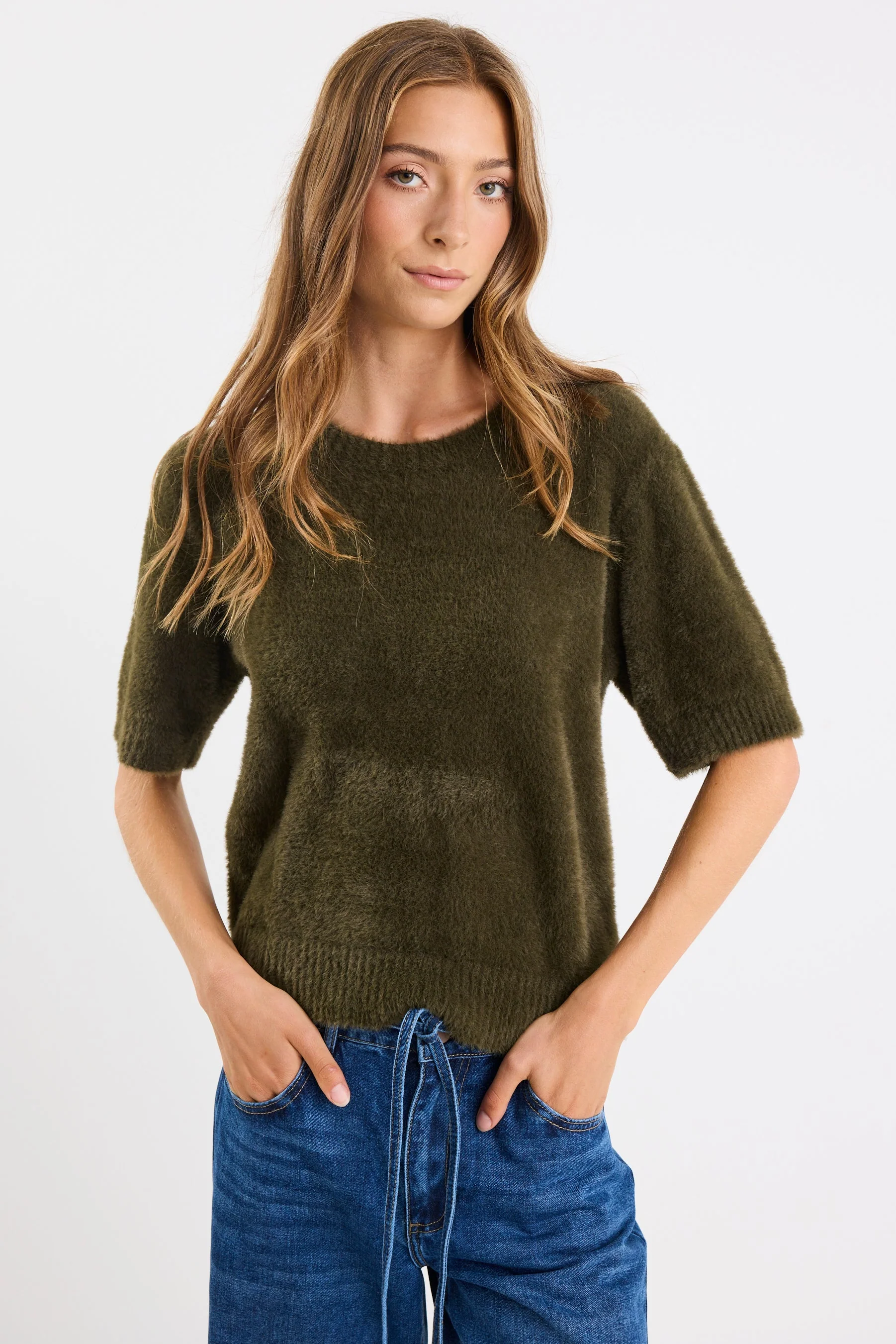 Issue Khaki Fluffy Soft Knit Tee - Image 2