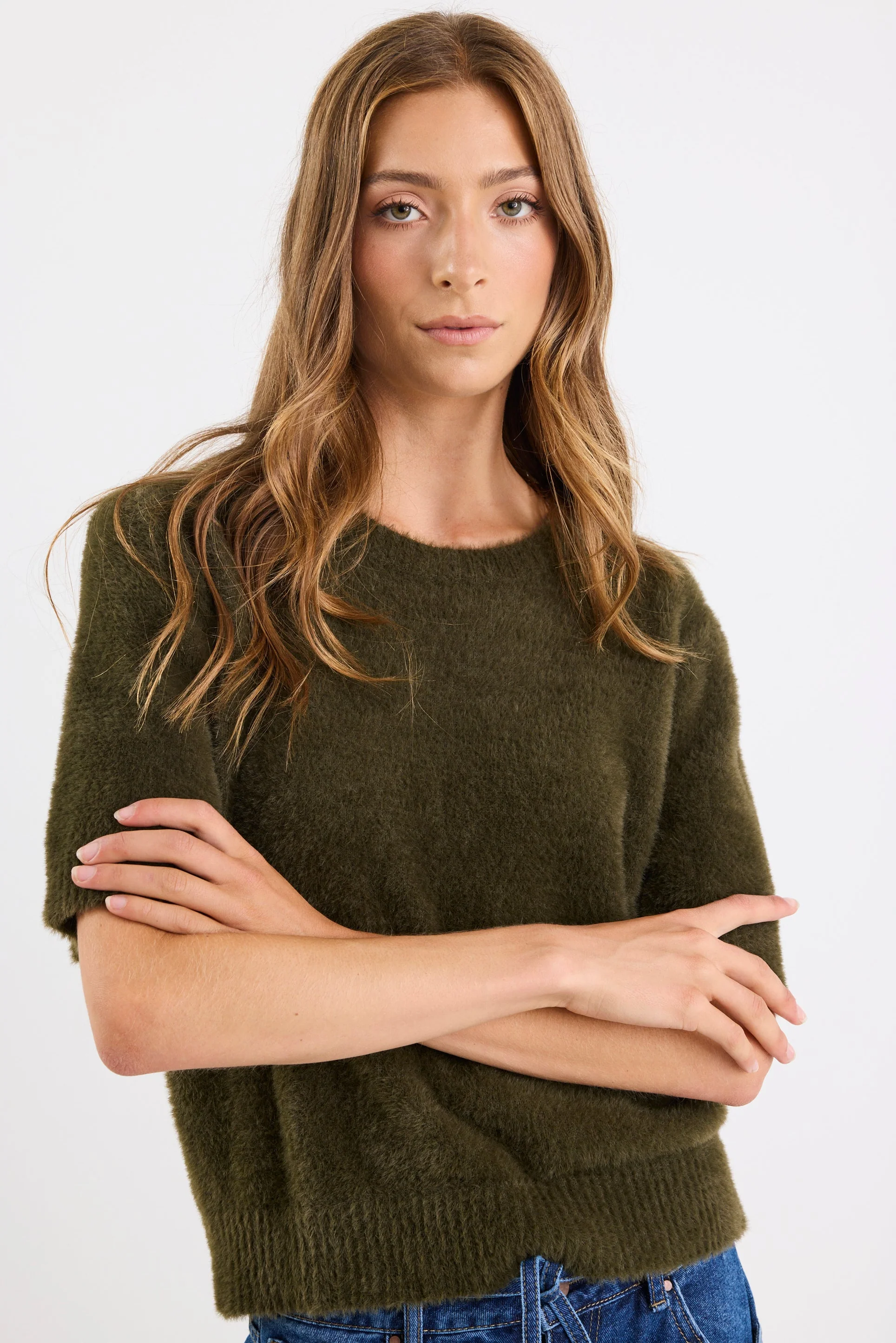 Issue Khaki Fluffy Soft Knit Tee - Image 4