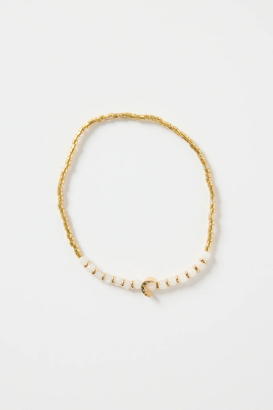 Ivory Gold Beaded Moon Charm Bracelet