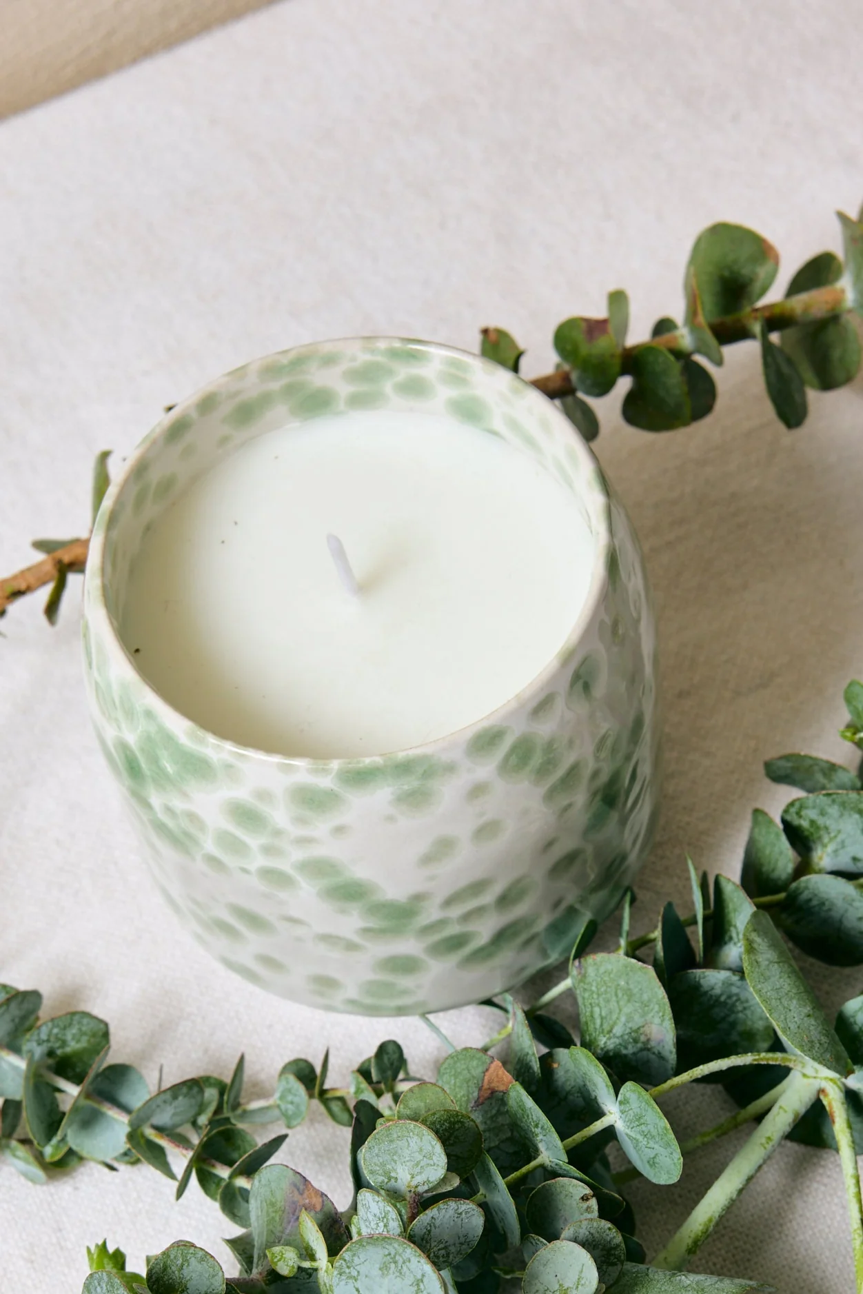 Green Splash Glazed Ceramic Soy Wax Candle - Image 2