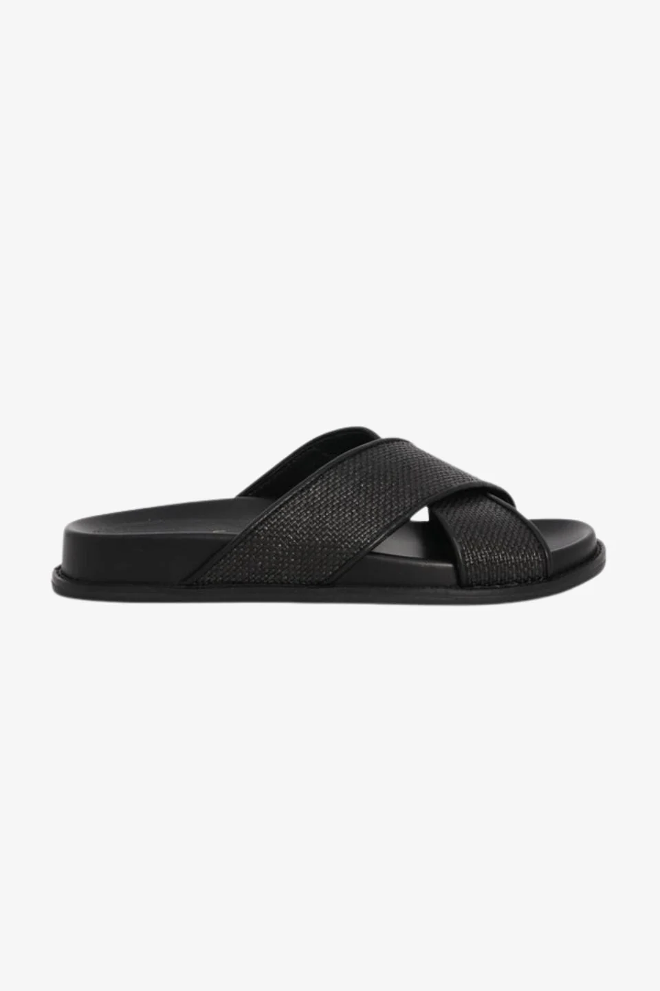 Jacee Black Woven Cross Over Slide - Image 2