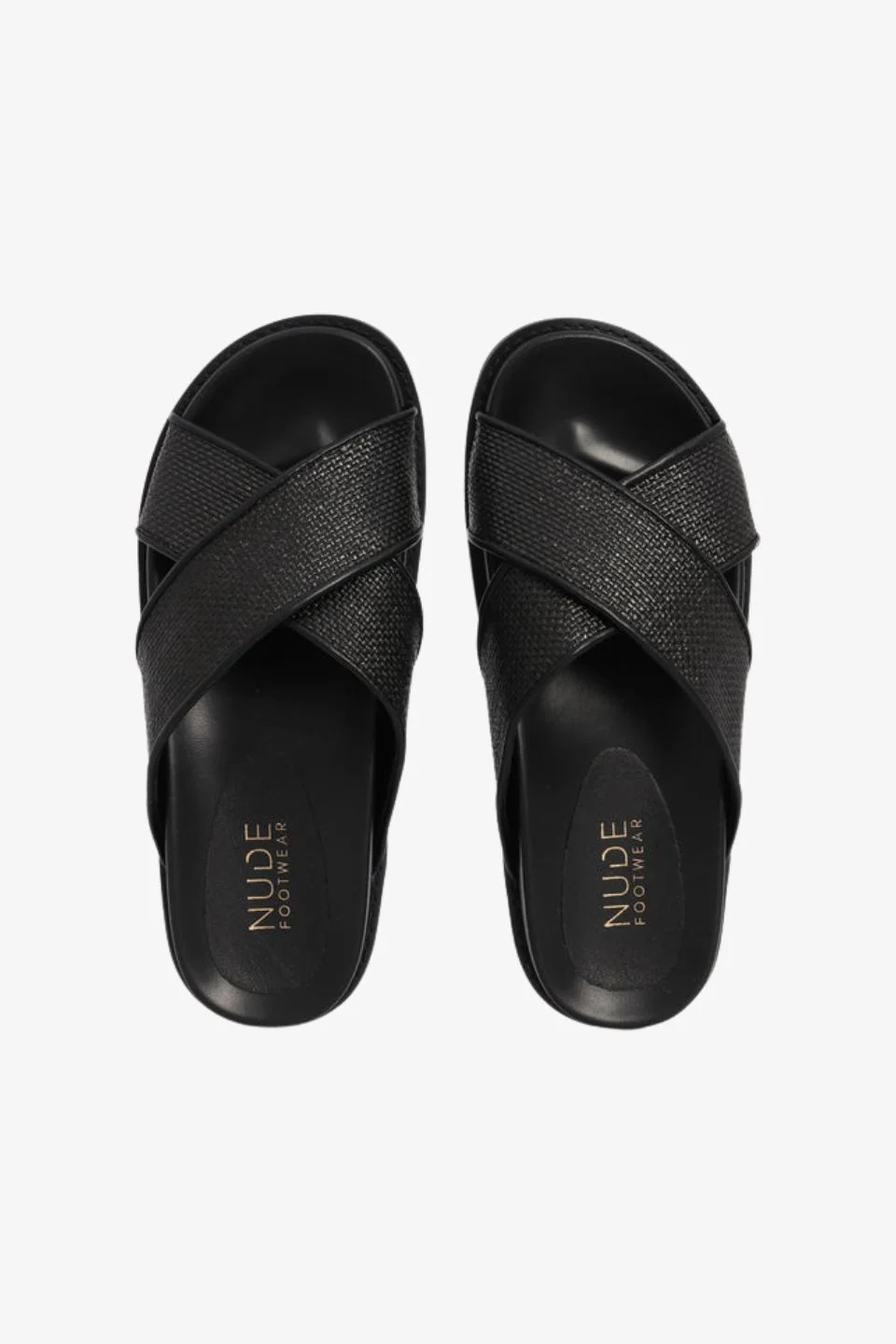 Jacee Black Woven Cross Over Slide - Image 3