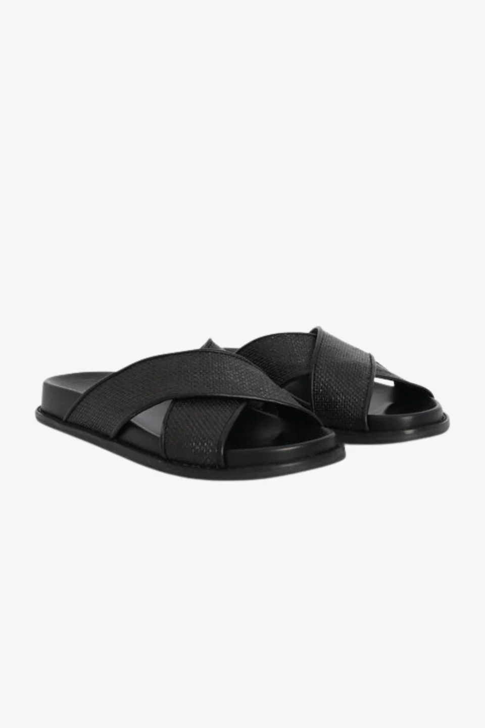 Jacee Black Woven Cross Over Slide - Image 4