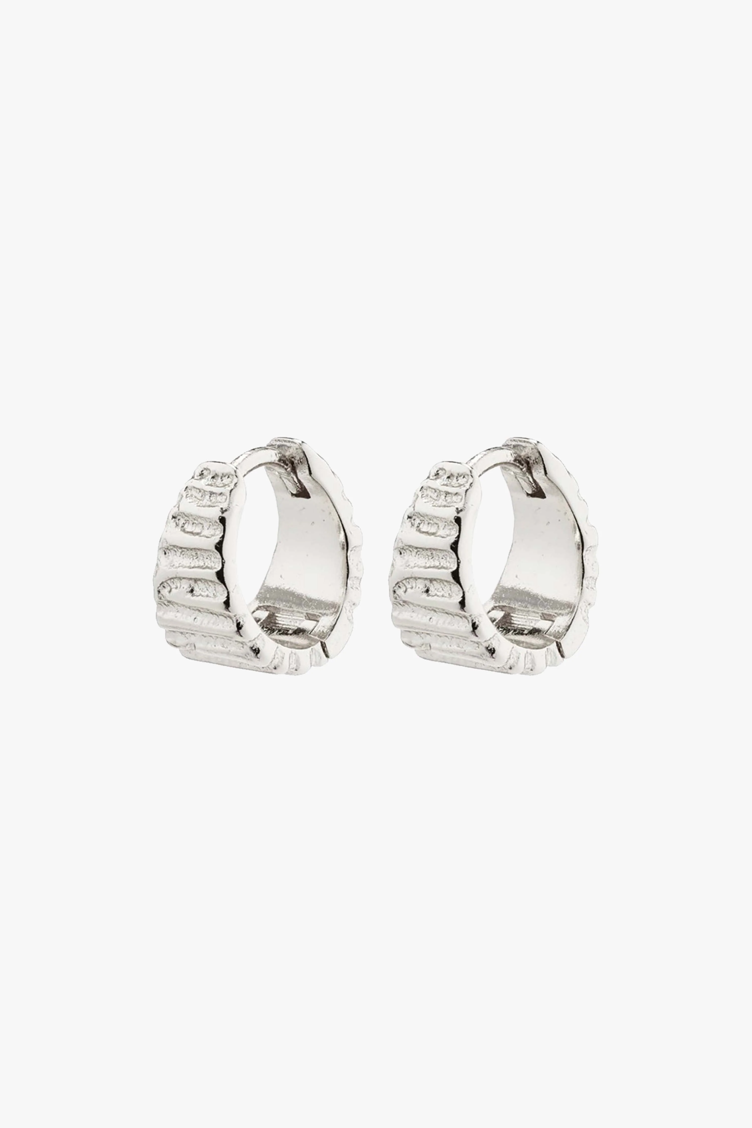 Jemma Silver Plated Textured Hoop EOL Earrings
