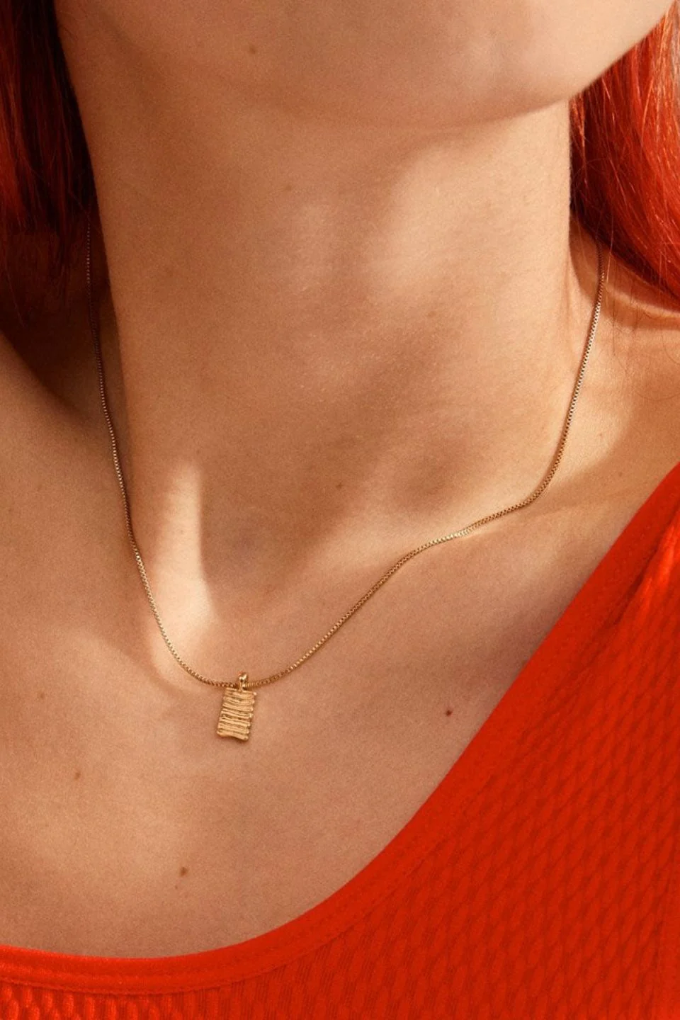 Jemma Gold Plated Textured Pendant EOL Necklace - Image 2