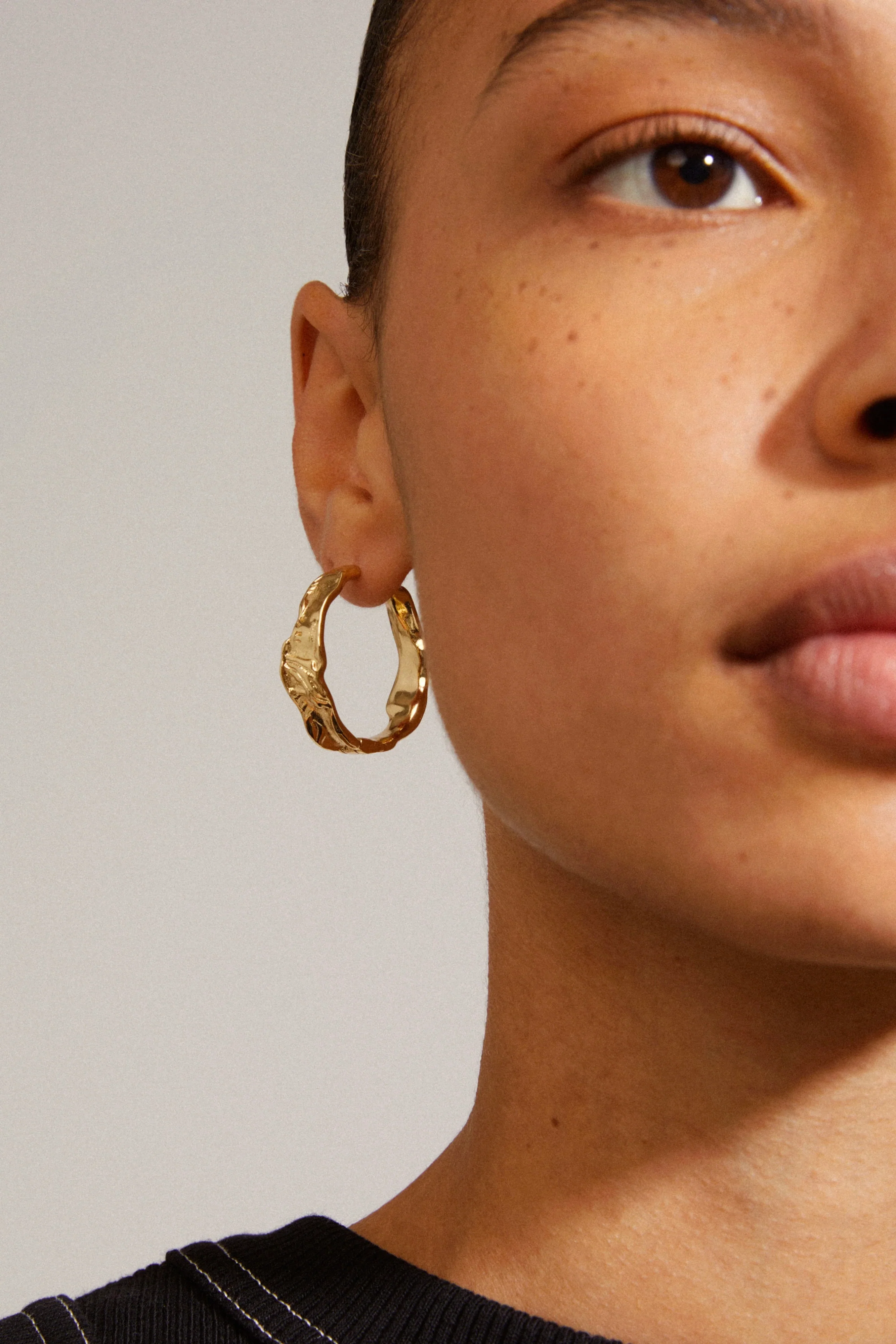 Julietta Beaten EOL Gold Recycled Hoop Earrings