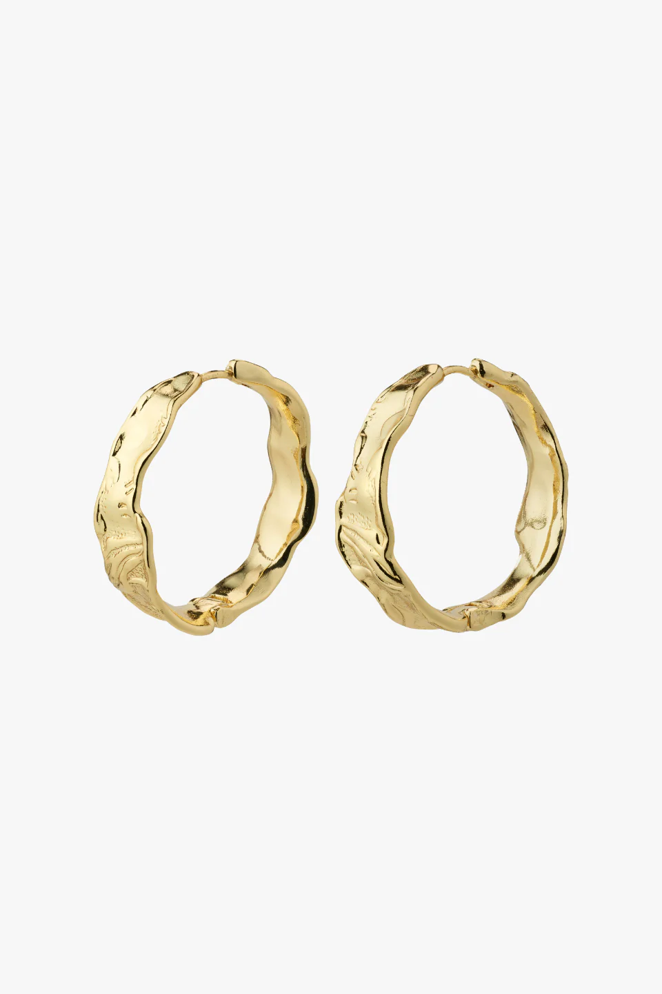 Julietta Beaten EOL Gold Recycled Hoop Earrings - Image 2