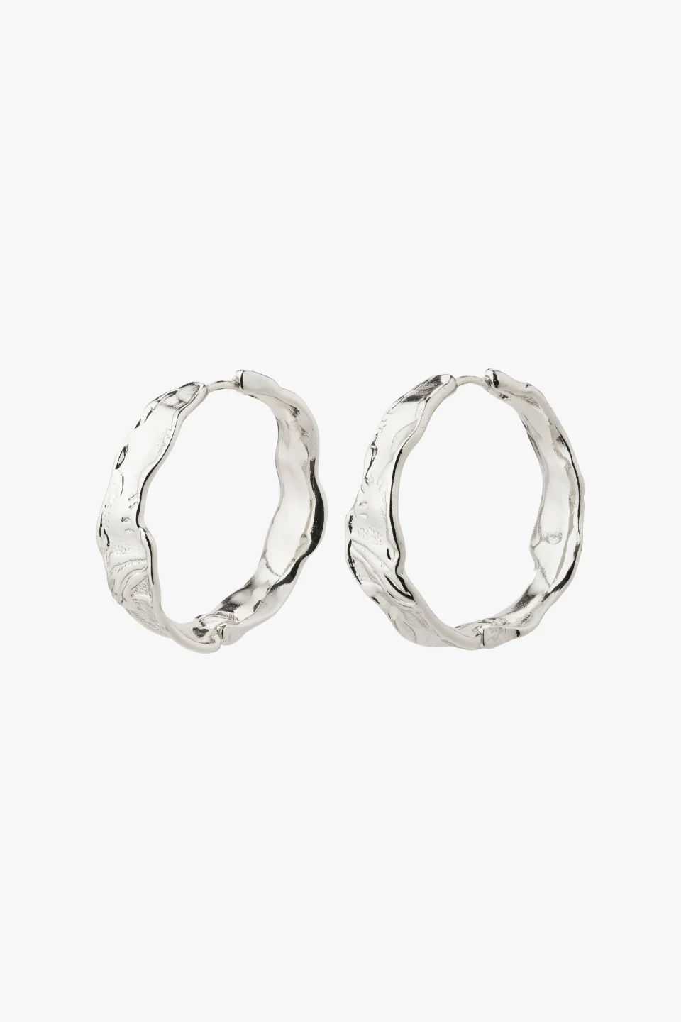 Julietta Beaten EOL Silver Recycled Hoop Earrings - Image 2