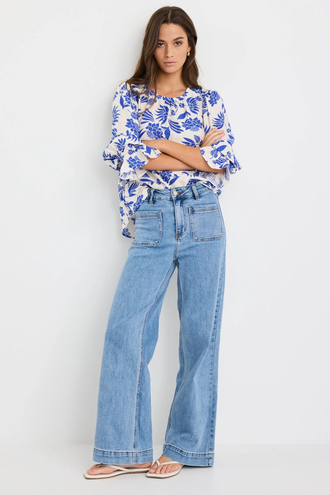 Justify Blue Lotus SS Blouson Sleeve Top - Image 3