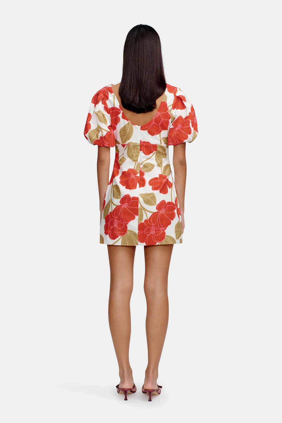 Kimberley Primrose Red Floral Puff Sleeve Mini Dress - Image 5
