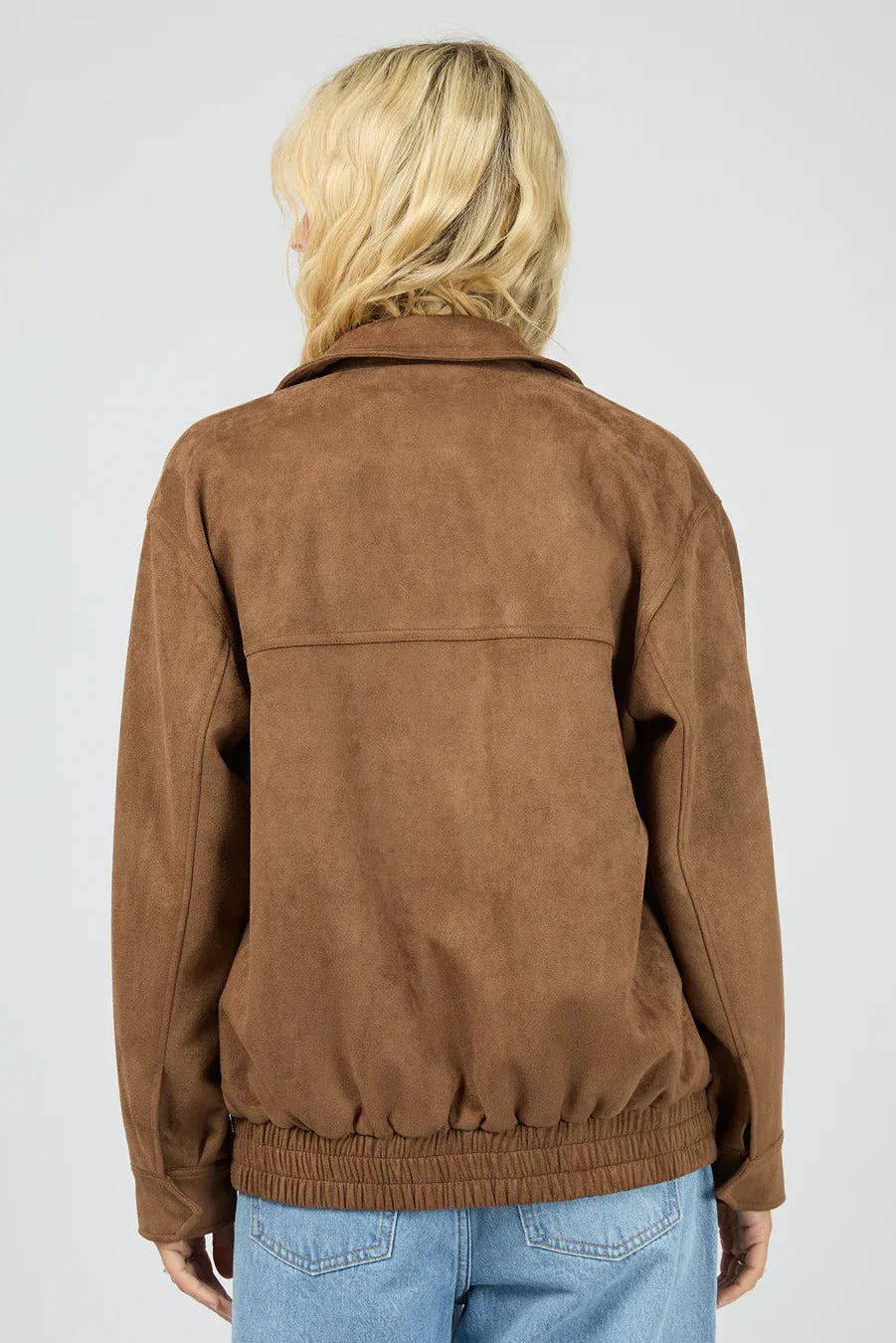 Kira Tan Faux Suede Bomber Jacket - Image 4
