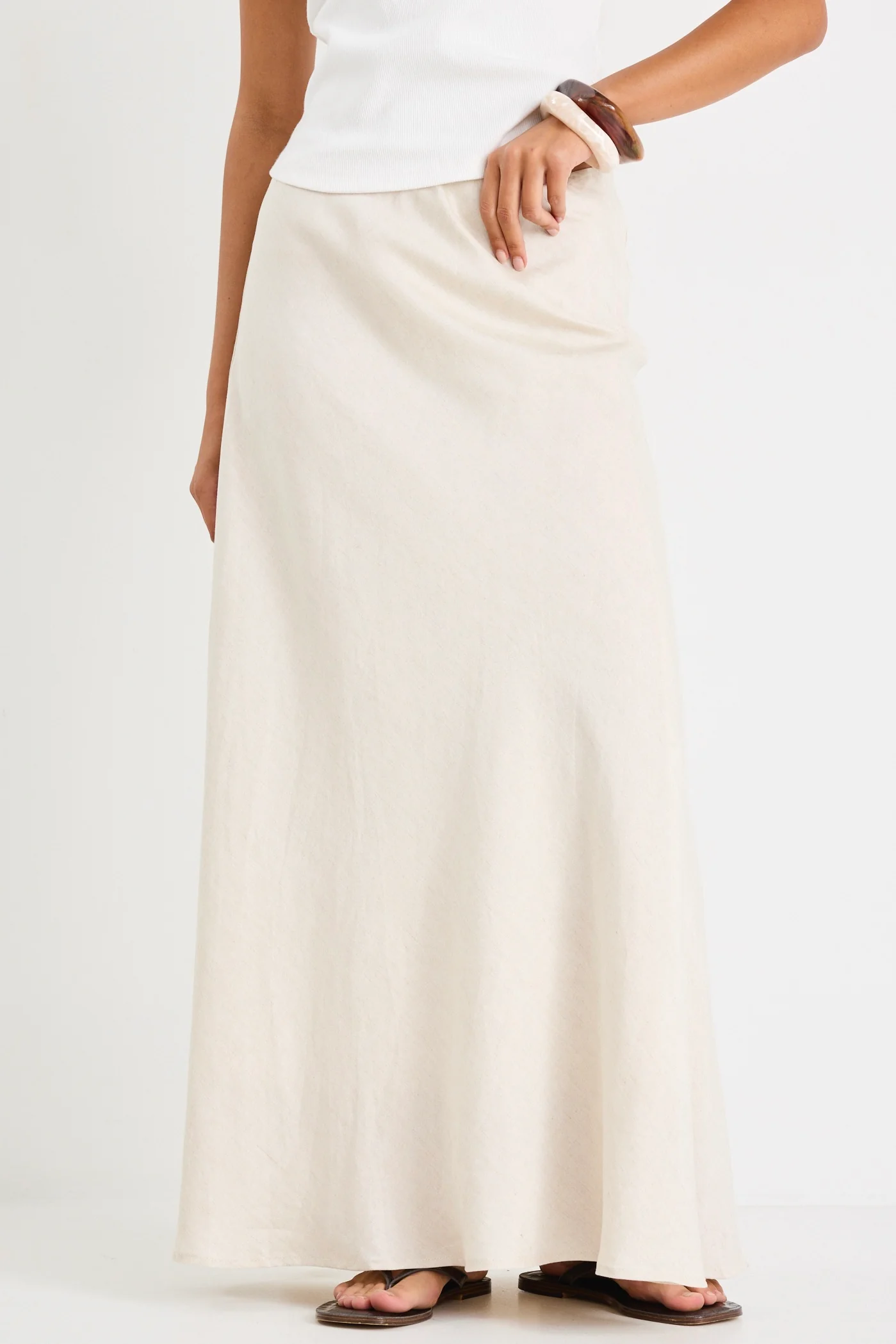 Lagos Natural Linen Blend Bias Maxi Skirt - Image 3