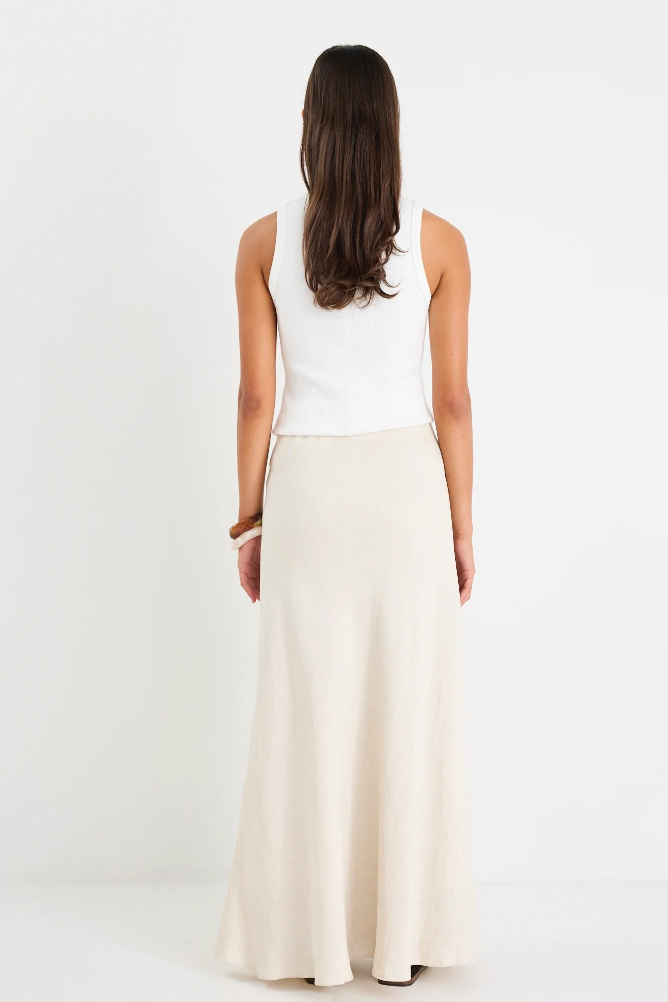 Lagos Natural Linen Blend Bias Maxi Skirt - Image 6