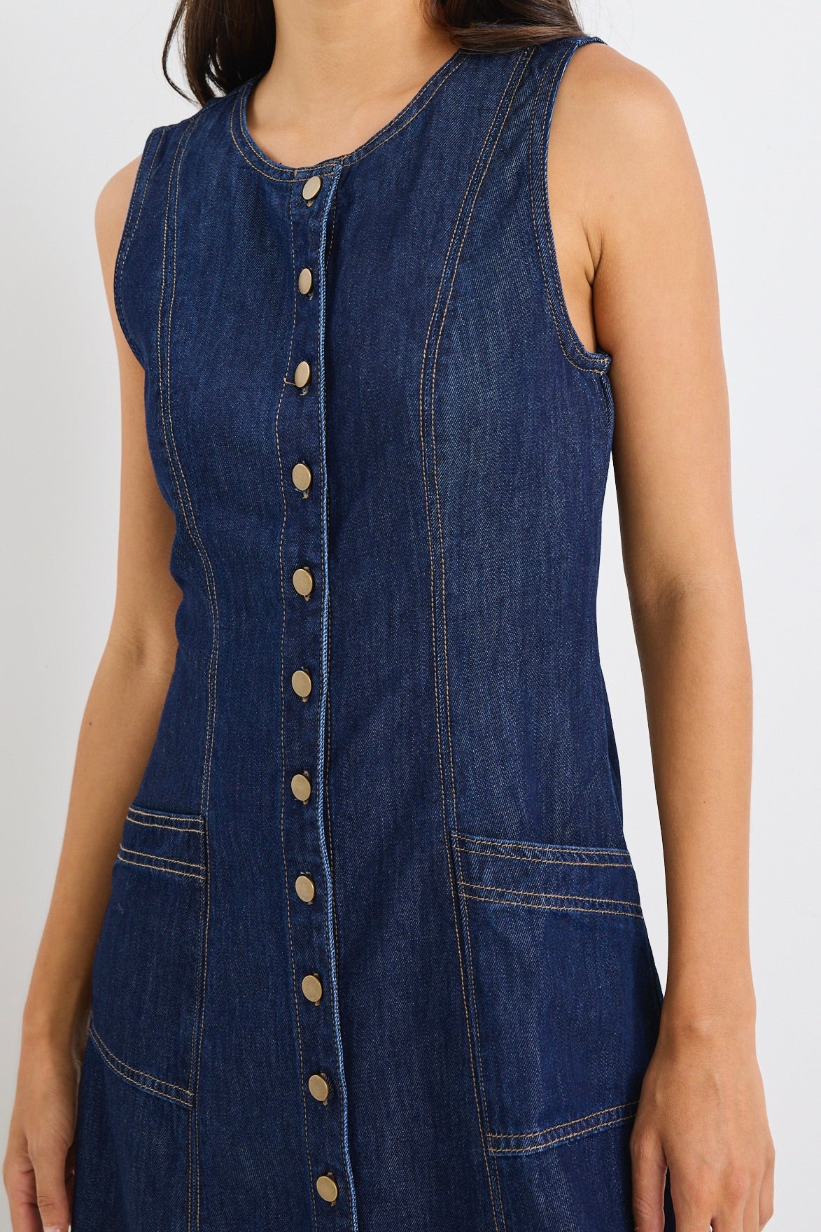 Laneway Indigo Denim Midi Vest Dress - Image 3