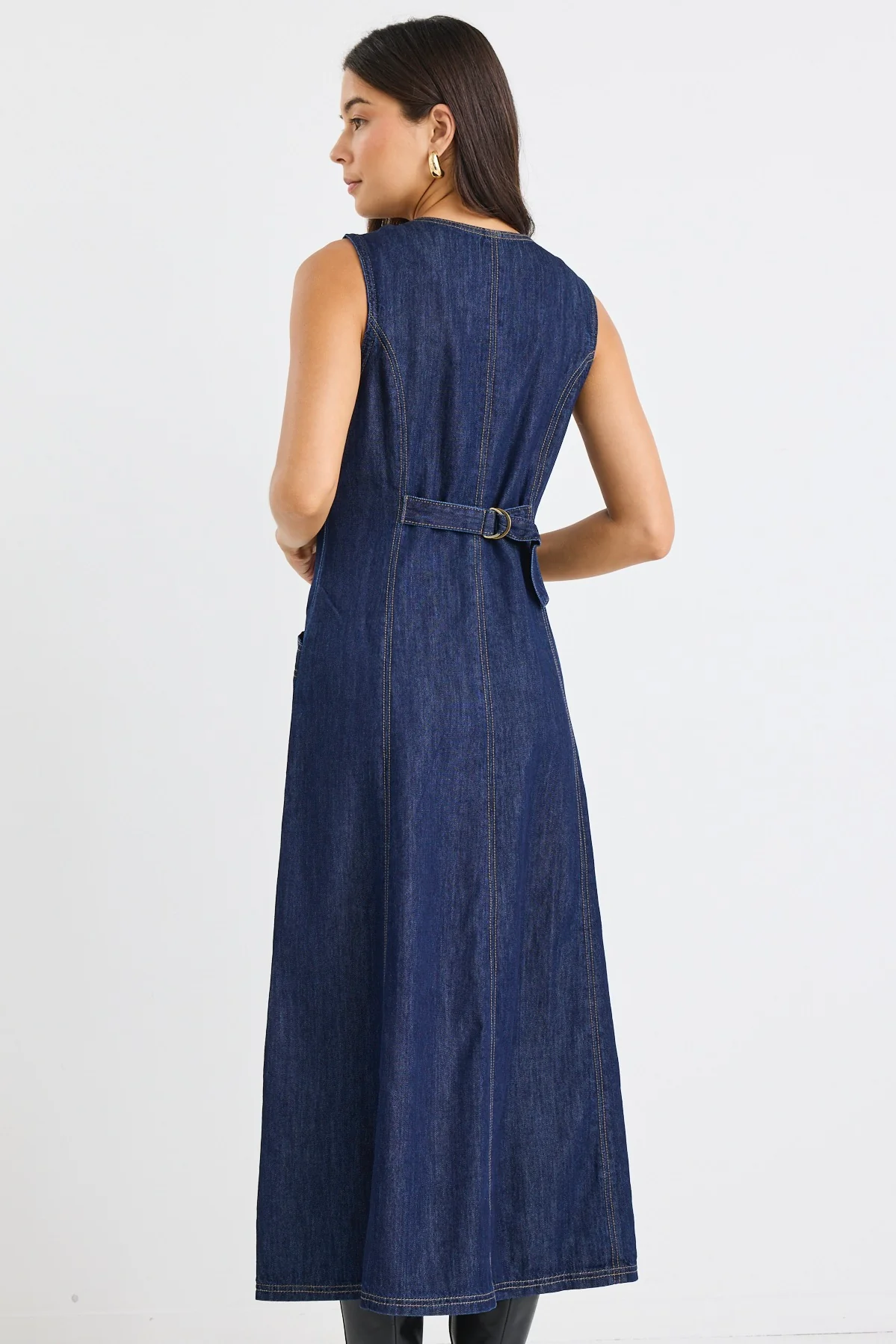 Laneway Indigo Denim Midi Vest Dress - Image 4