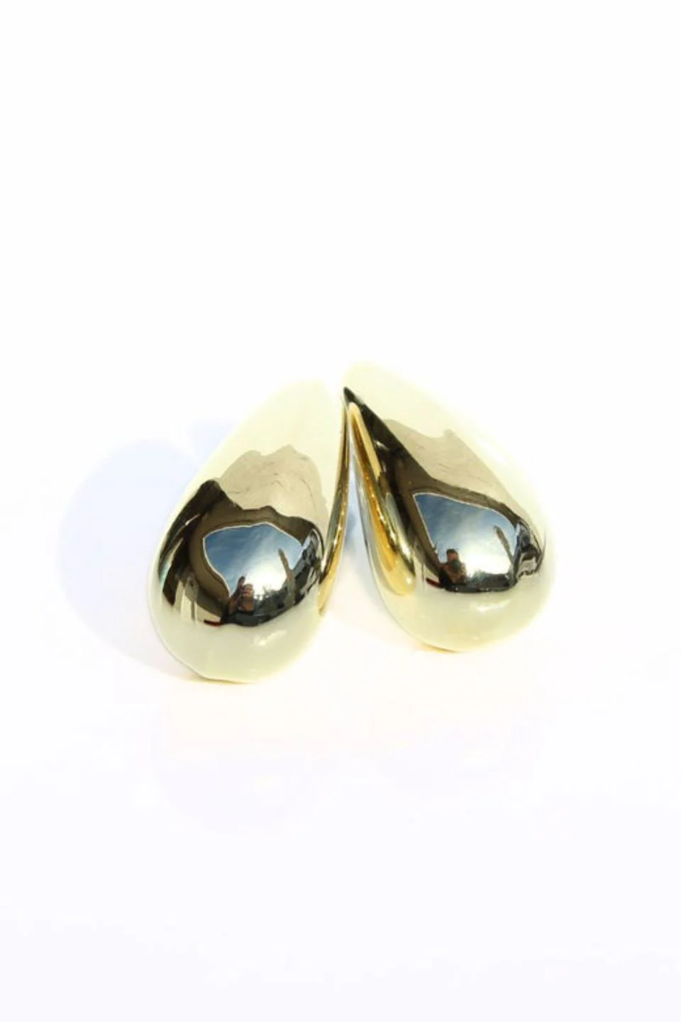 Large Gold Tear Drop Earrings - Image 2
