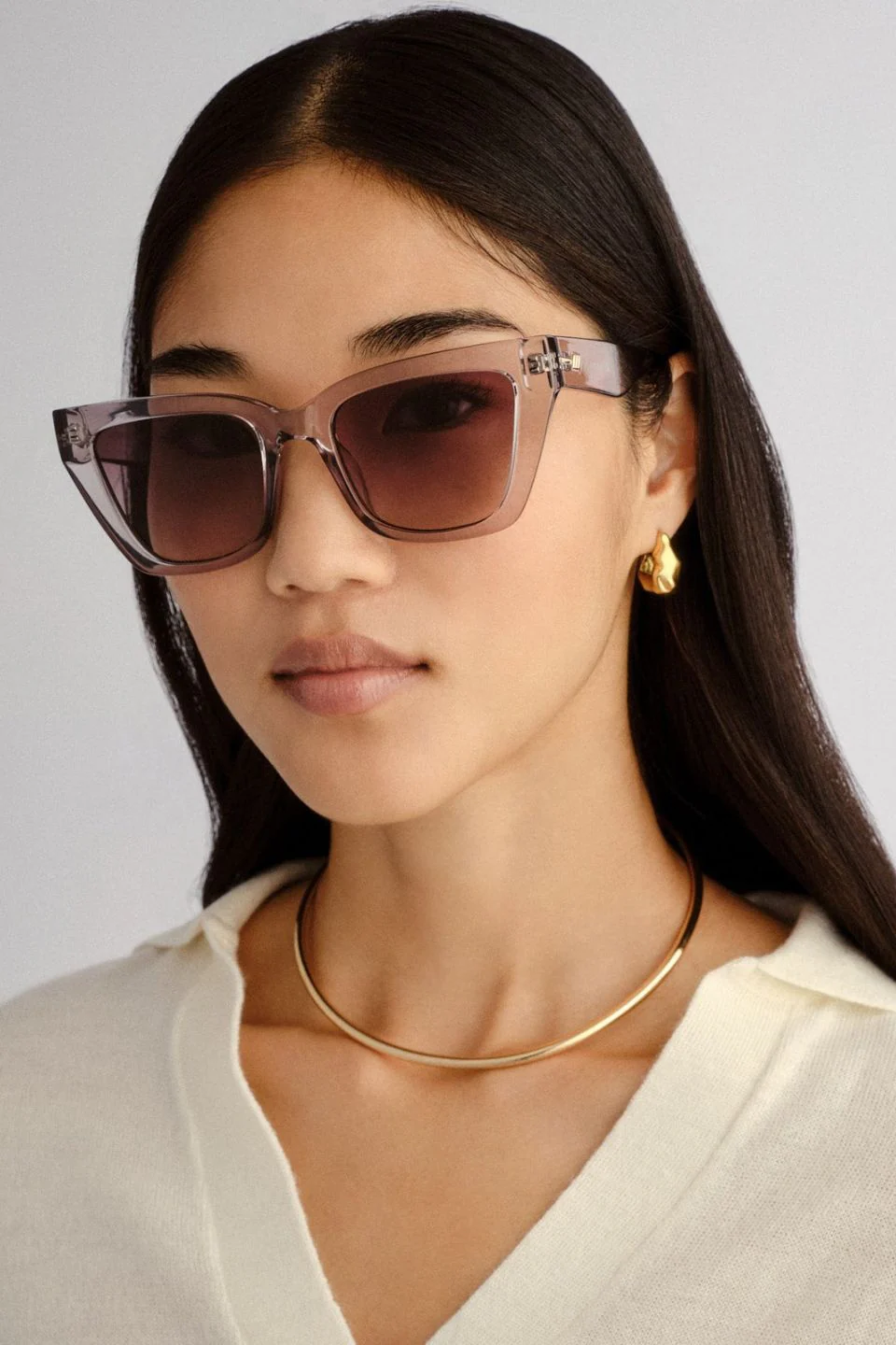 Le Coeur Smoke Rounded Cat Eye Sunglasses