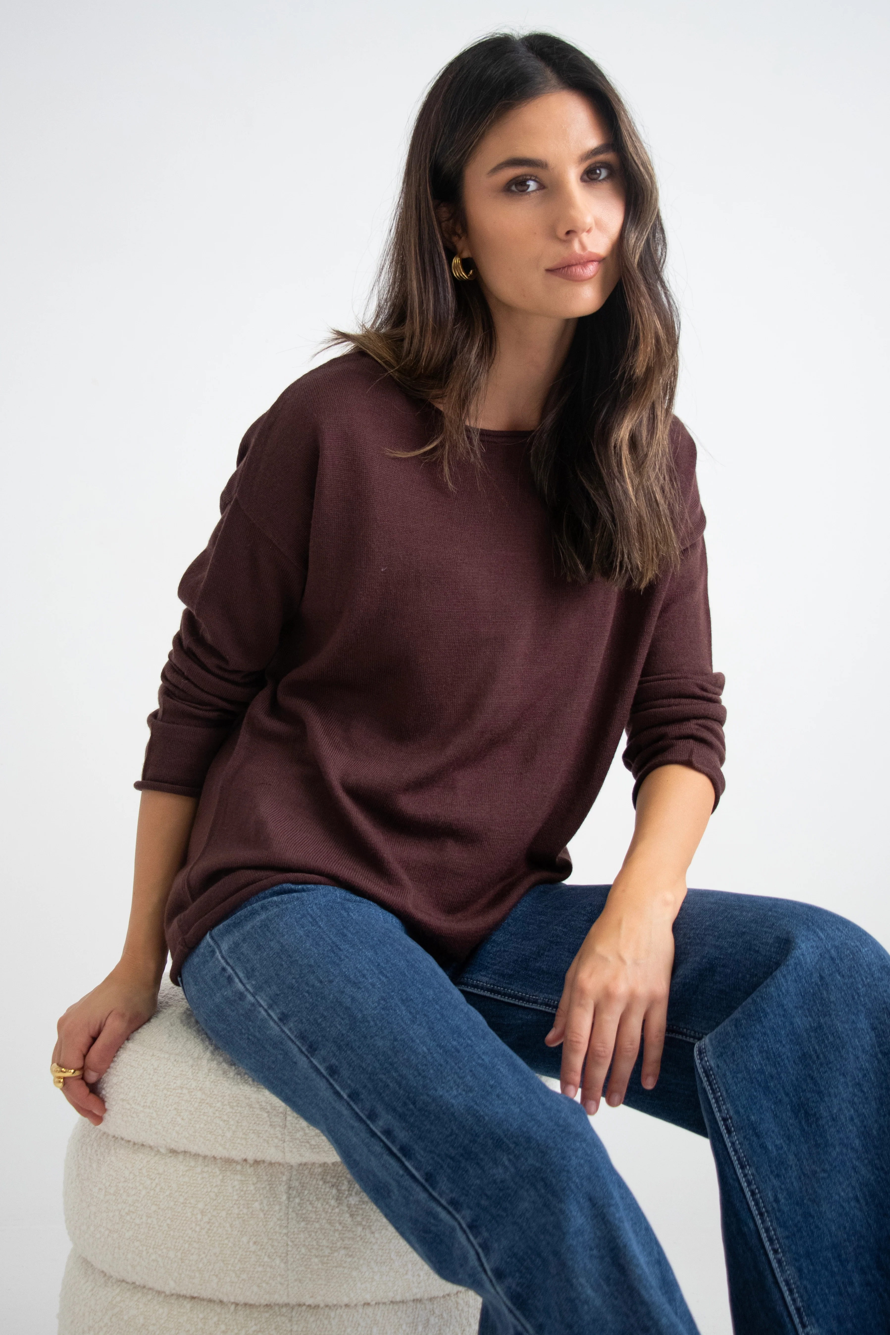 Legacy Chocolate Knit Wide Neck Jumper