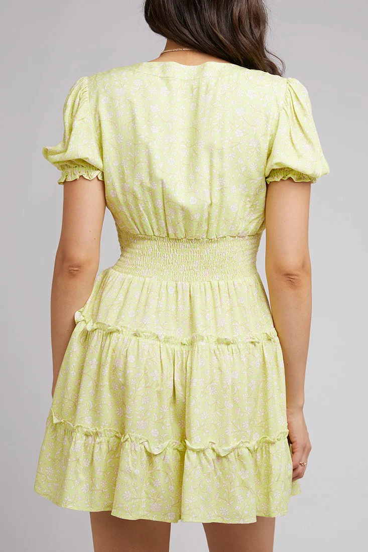 Leni Citrine Floral Print SS Mini Dress - Image 4