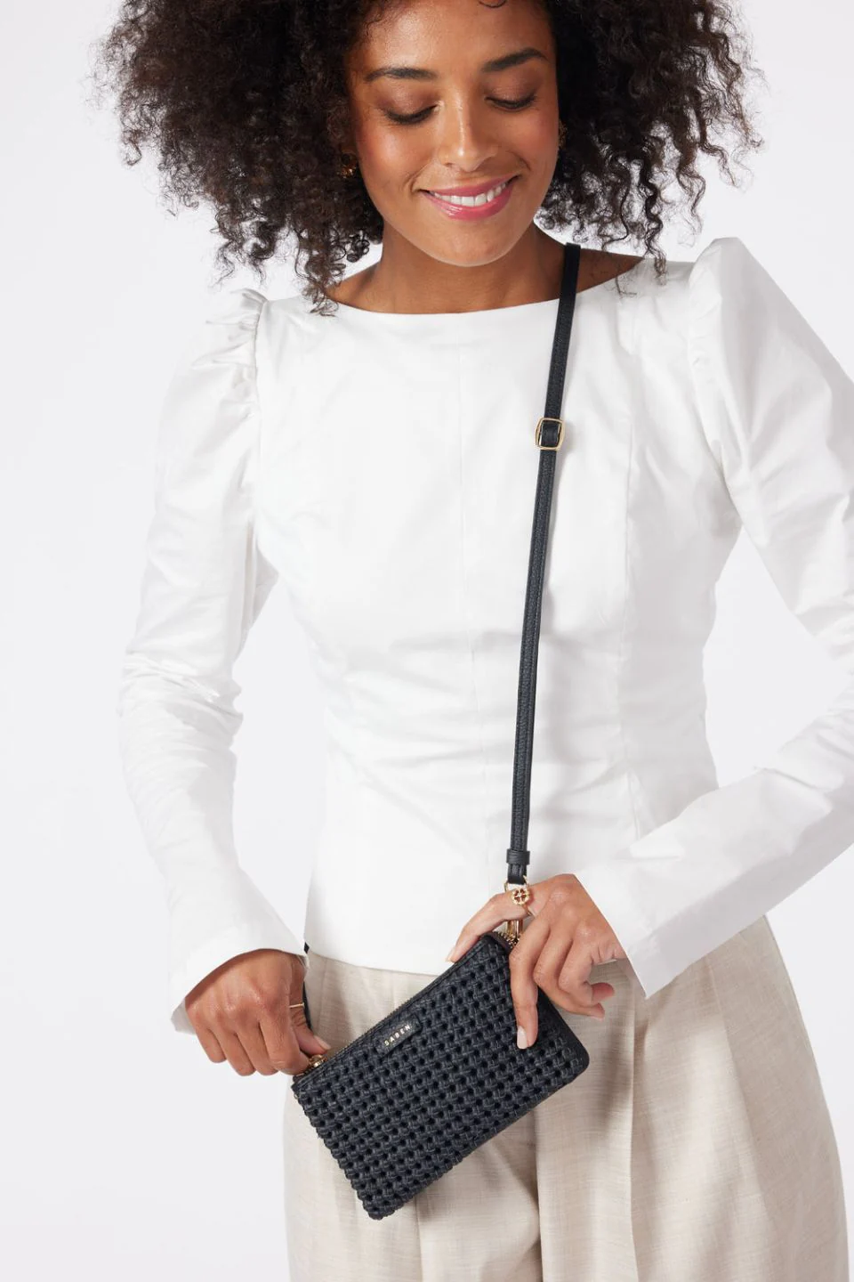 Lily Black Braid Crossbody Bag - Image 3